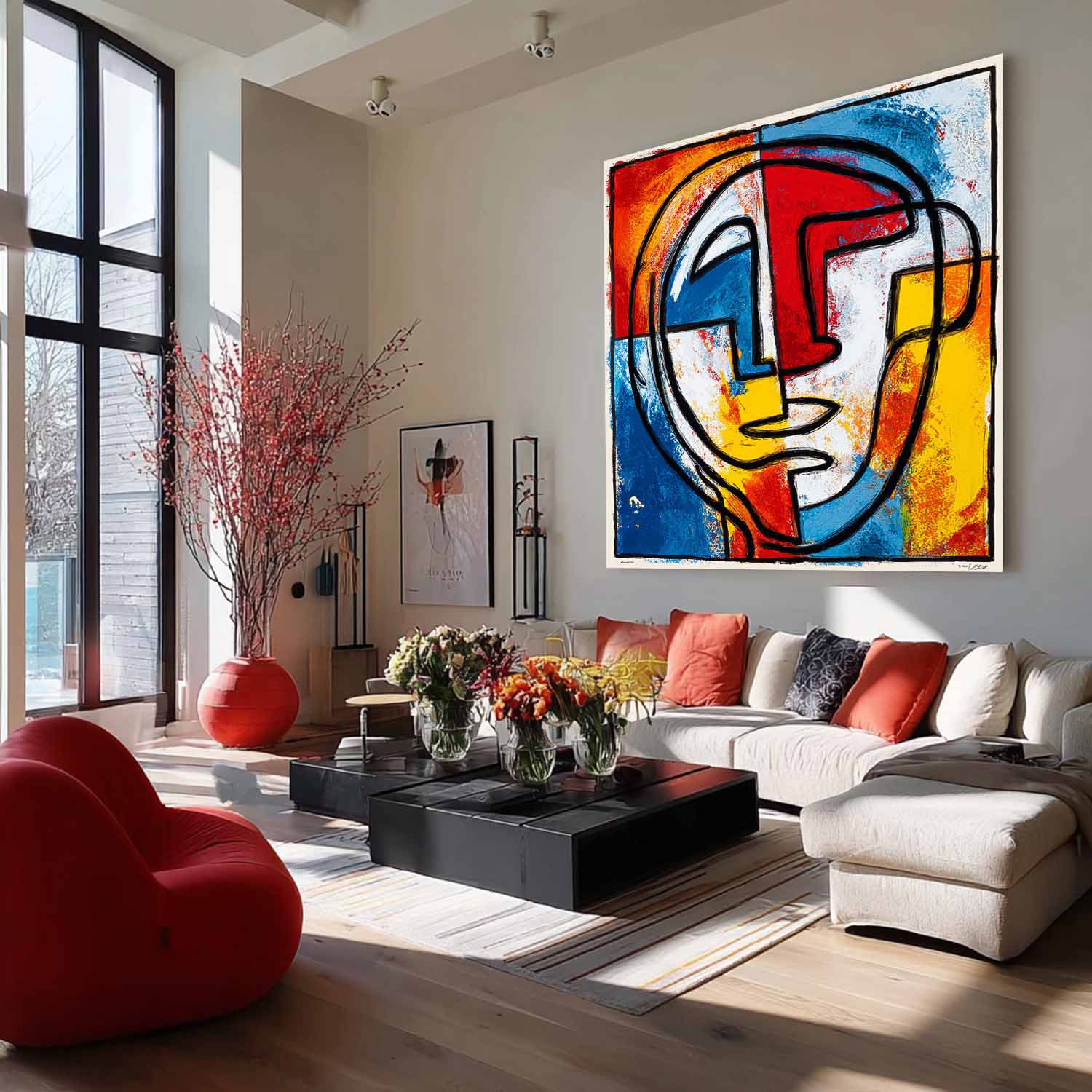 Large Graffiti Face Wall Art Abstract Portrait Oil Painting On Canvas Original Colorful Face Painting