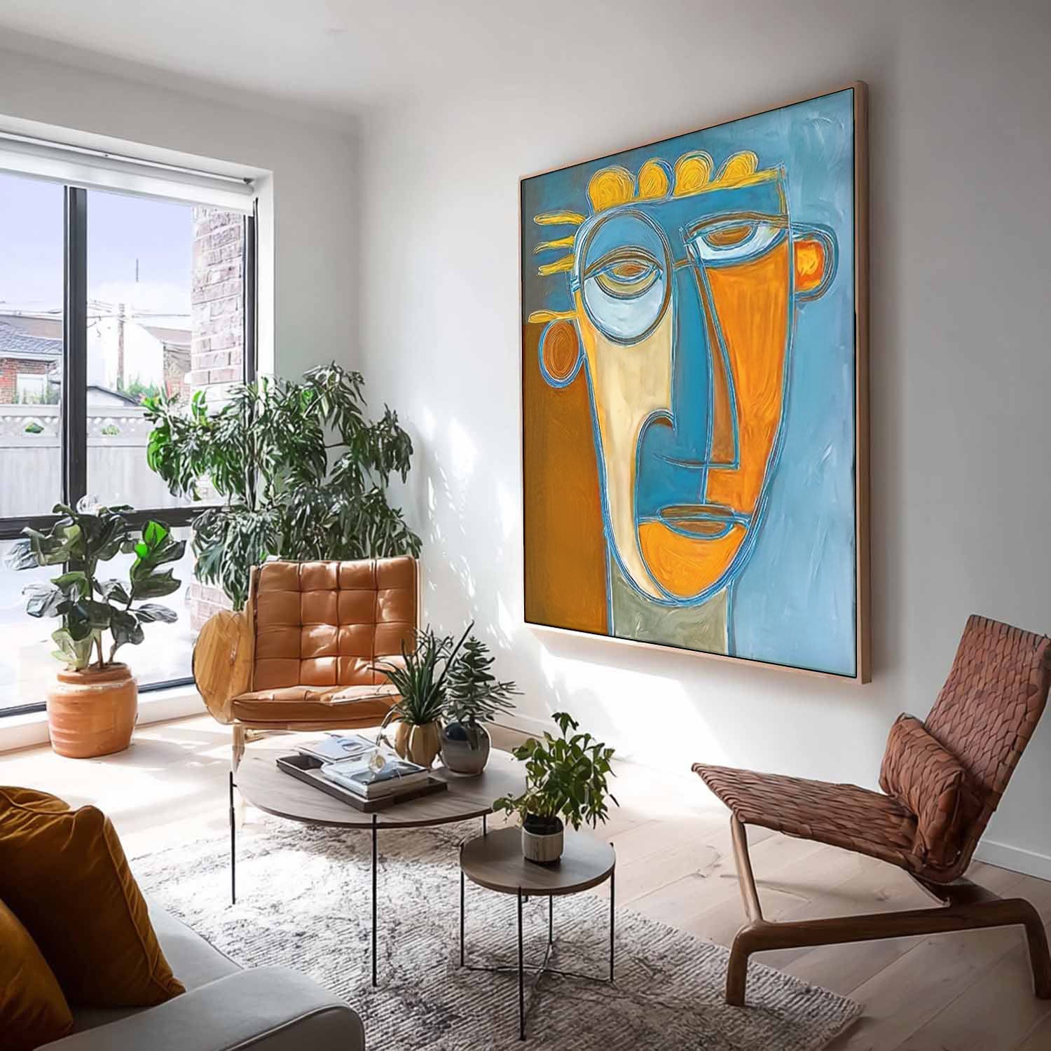 Large People Wall Art Color Abstract Cute Face Oil Painting Canvas Original Facial Features Artwork