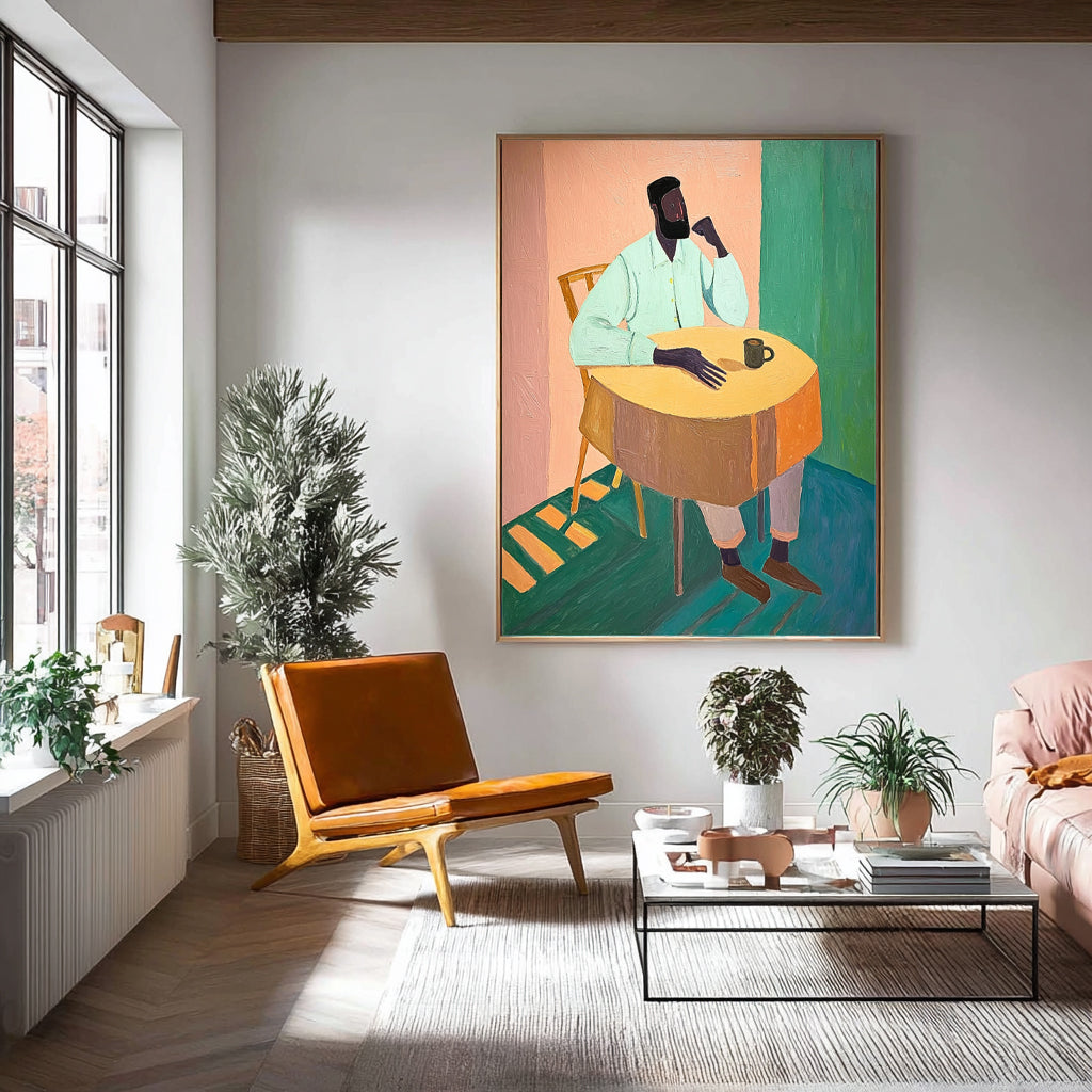 Large Portrait Wall Art Vintage Figure Oil Painting Original Textured People Painting Canvas Home Decor