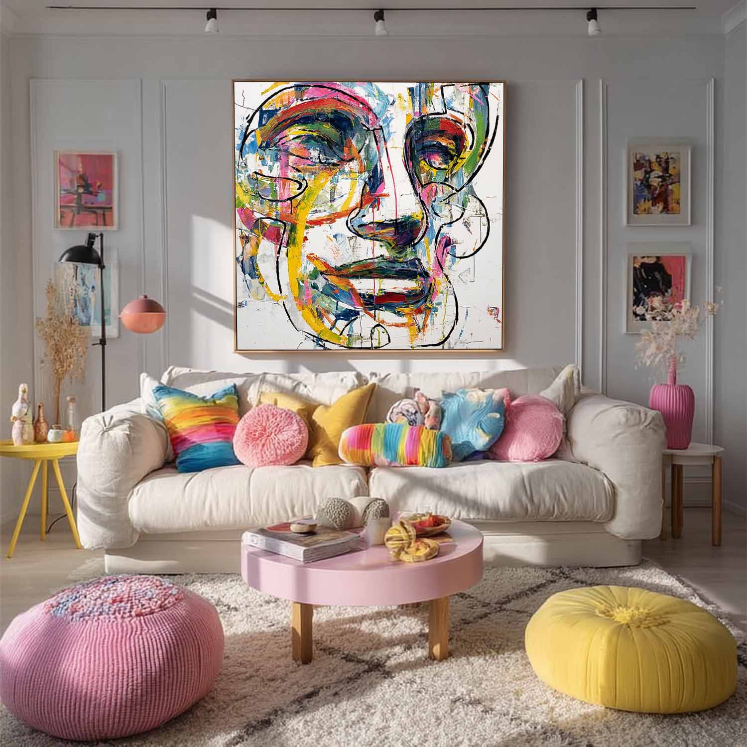 Abstract Side Face Oil Painting Canvas Large People Wall Art Color Original Facial Features Artwork