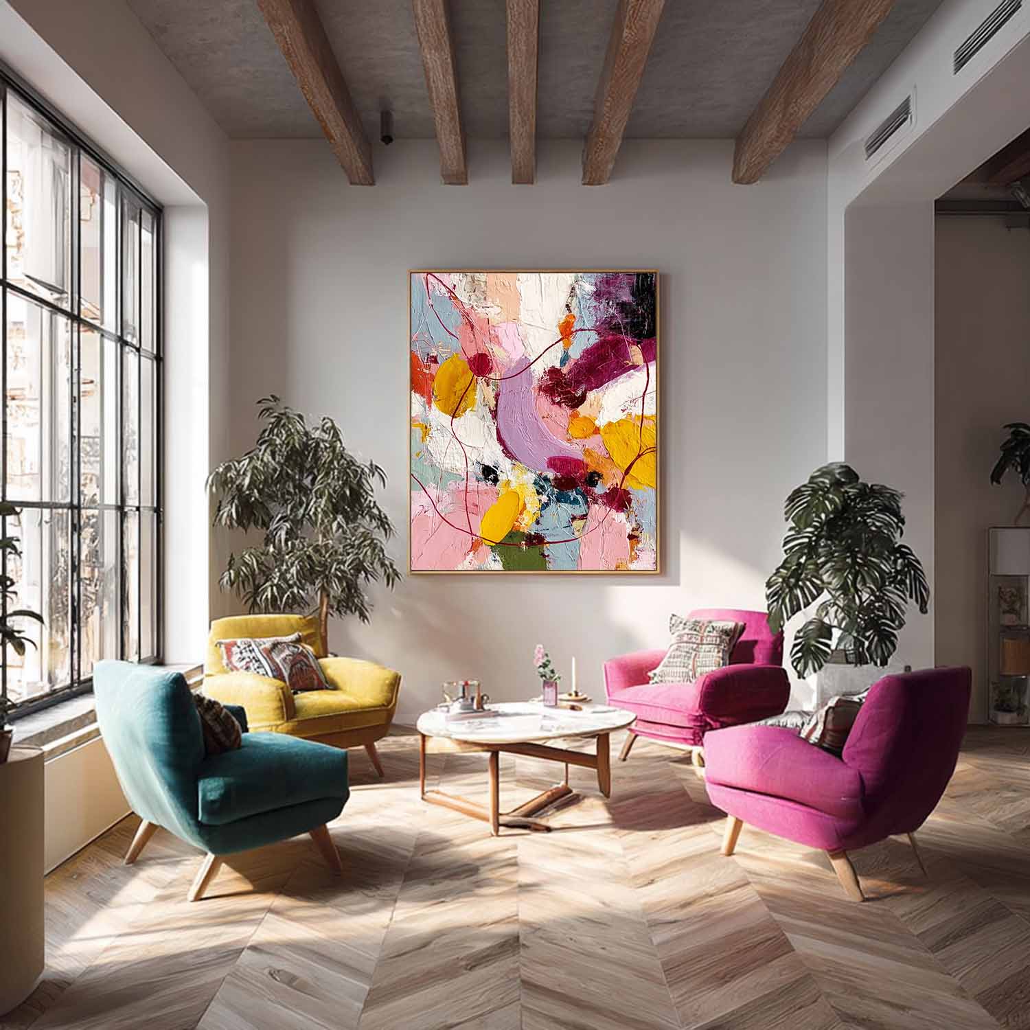 Original Scraper Oil Painting Color Texture Acrylic painting Abstract Large Graffiti Wall Art Fashion Art