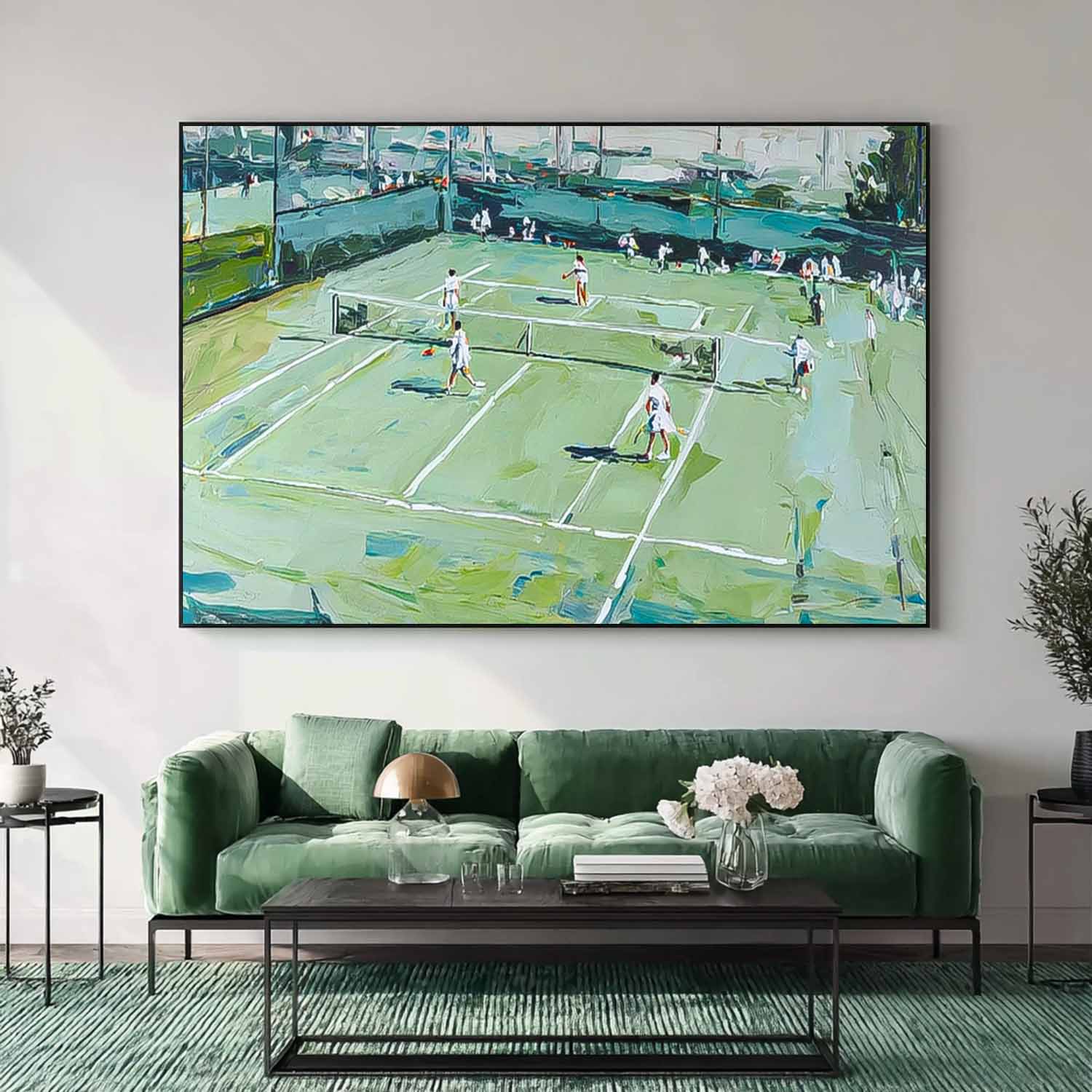 Textured Large Volleyball Court Painting Canvas Abstract Volleyball Sports Wall Art Volleyball Lovers Gift