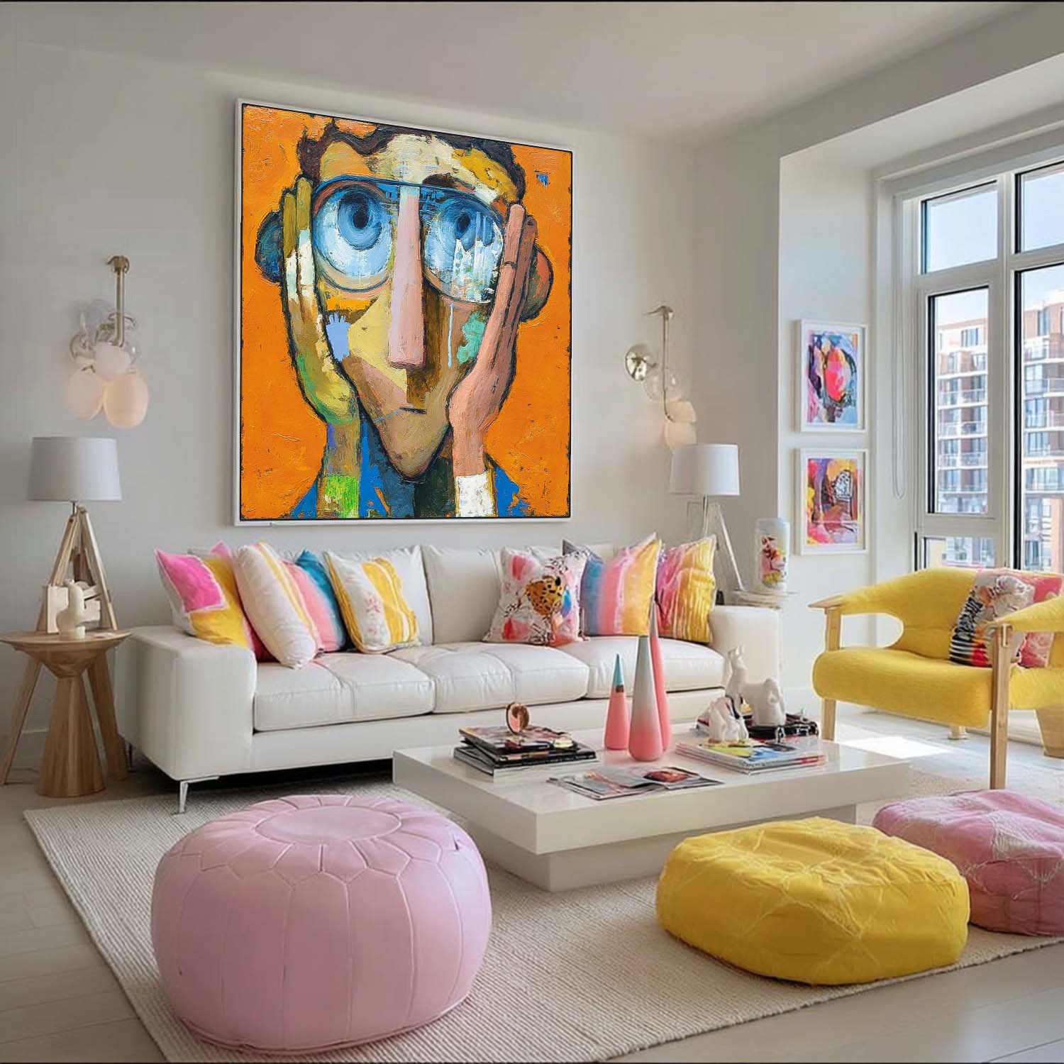 Abstract Portrait Oil Painting On Canvas Original Cute Boy Painting Large People Wall Art For Living Room