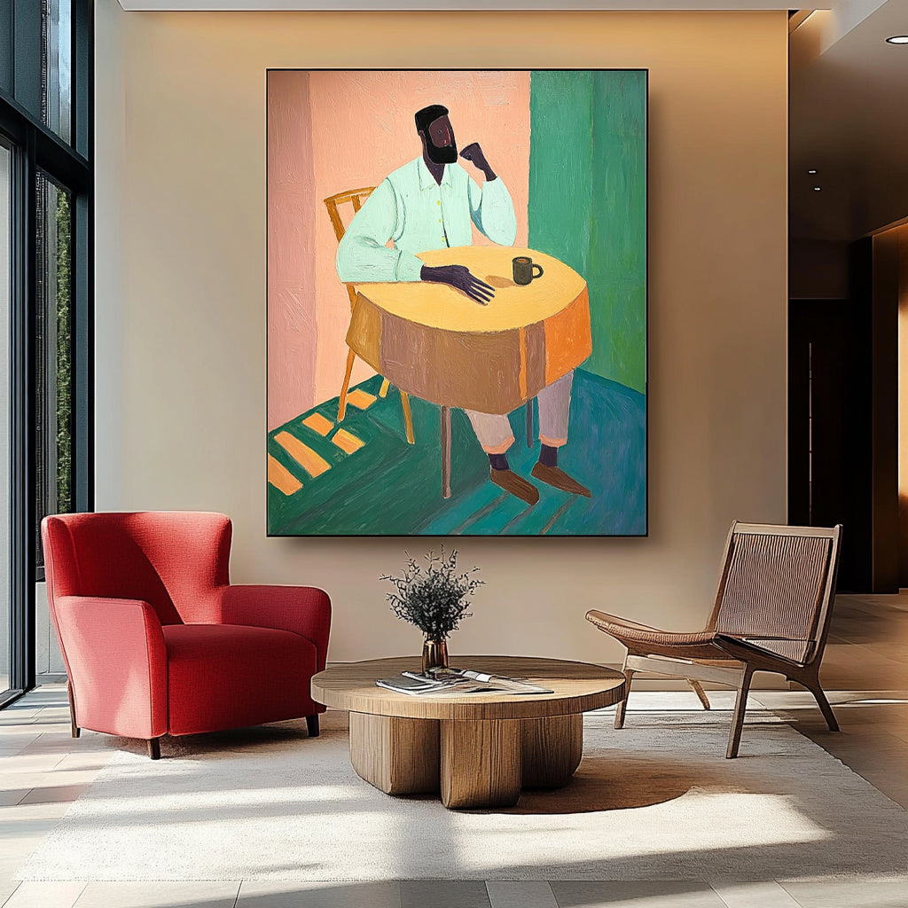 Large Portrait Wall Art Vintage Figure Oil Painting Original Textured People Painting Canvas Home Decor