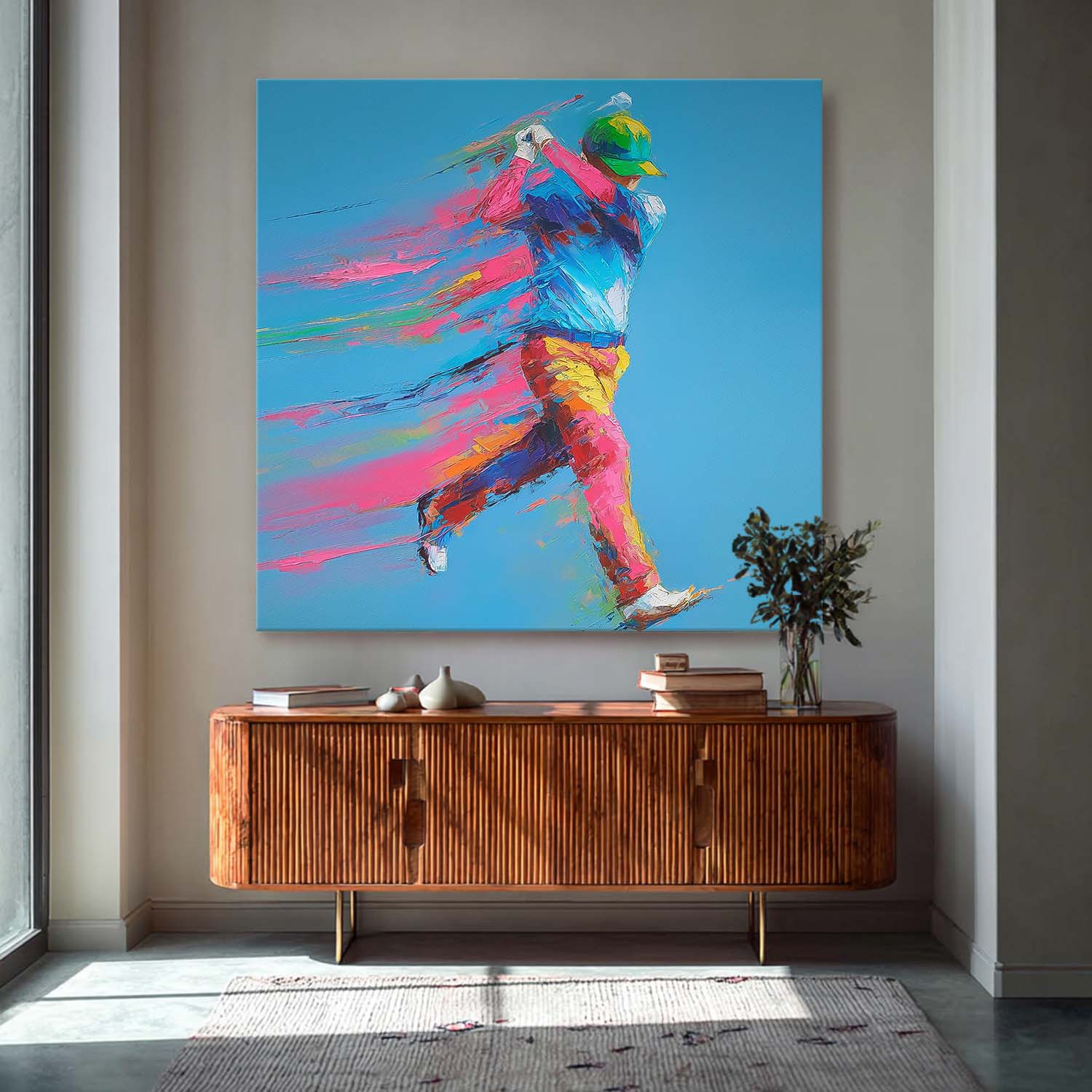 Dynamic Golf Swing Impasto Painting Sports Motion Wall Art Textured Canvas Sport Wall Athletic Decor