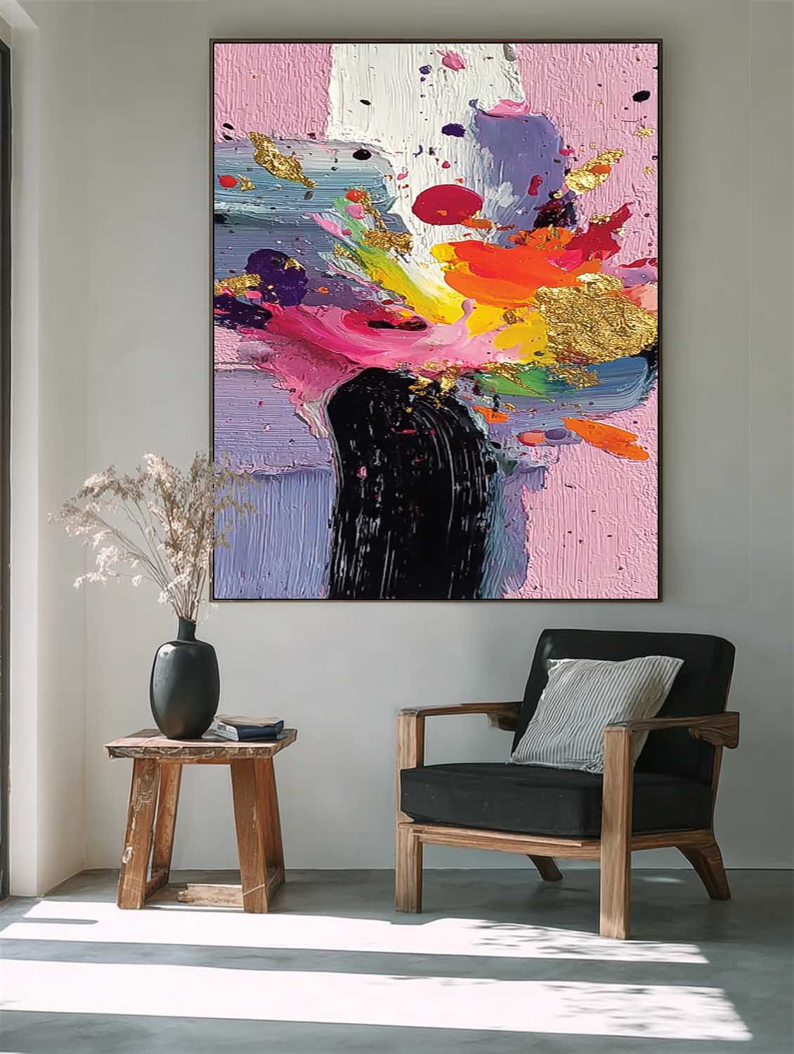 Original Spray Painting Bright Texture Acrylic painting Abstract Large Wall Art Fashion Art For Living Room