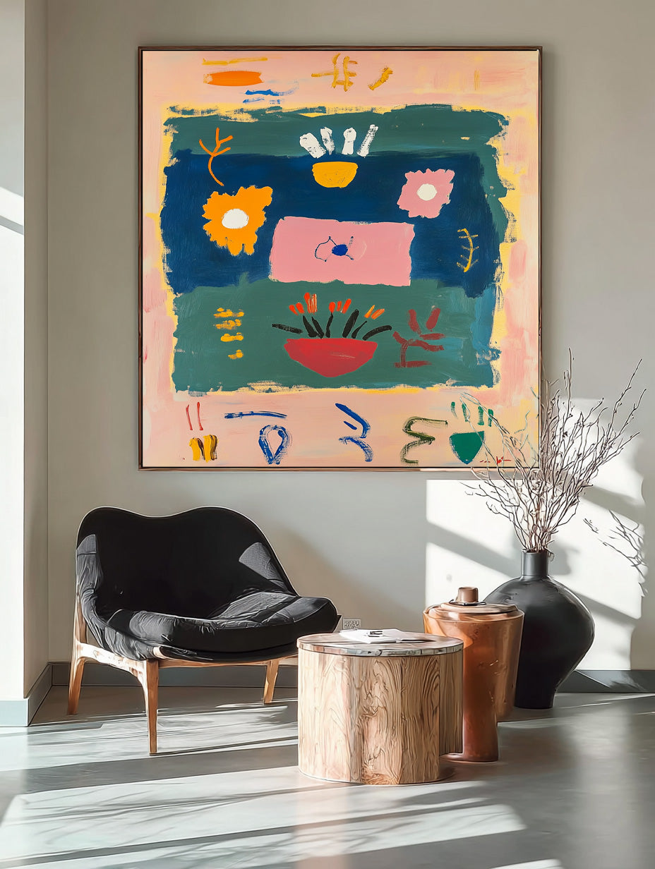 Abstract Large Wall Art Original Graffiti Symbol Eements Color Painting Texture Acrylic painting Fashion Art