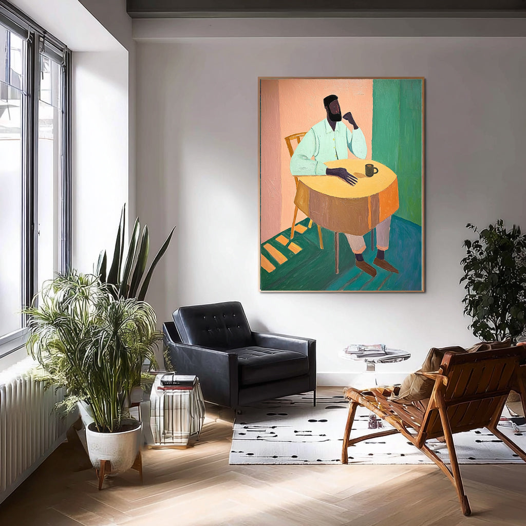 Large Portrait Wall Art Vintage Figure Oil Painting Original Textured People Painting Canvas Home Decor