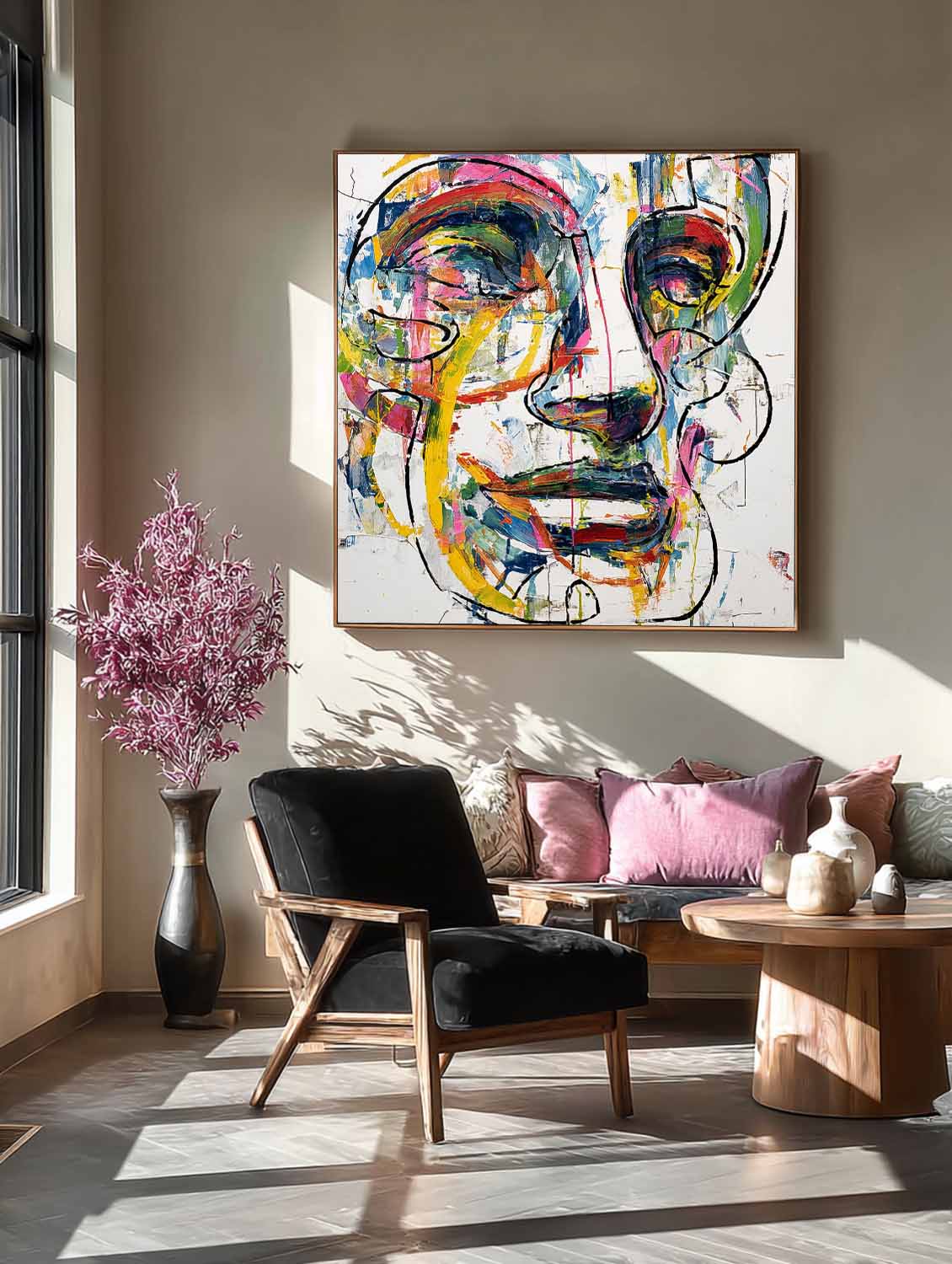 Abstract Side Face Oil Painting Canvas Large People Wall Art Color Original Facial Features Artwork