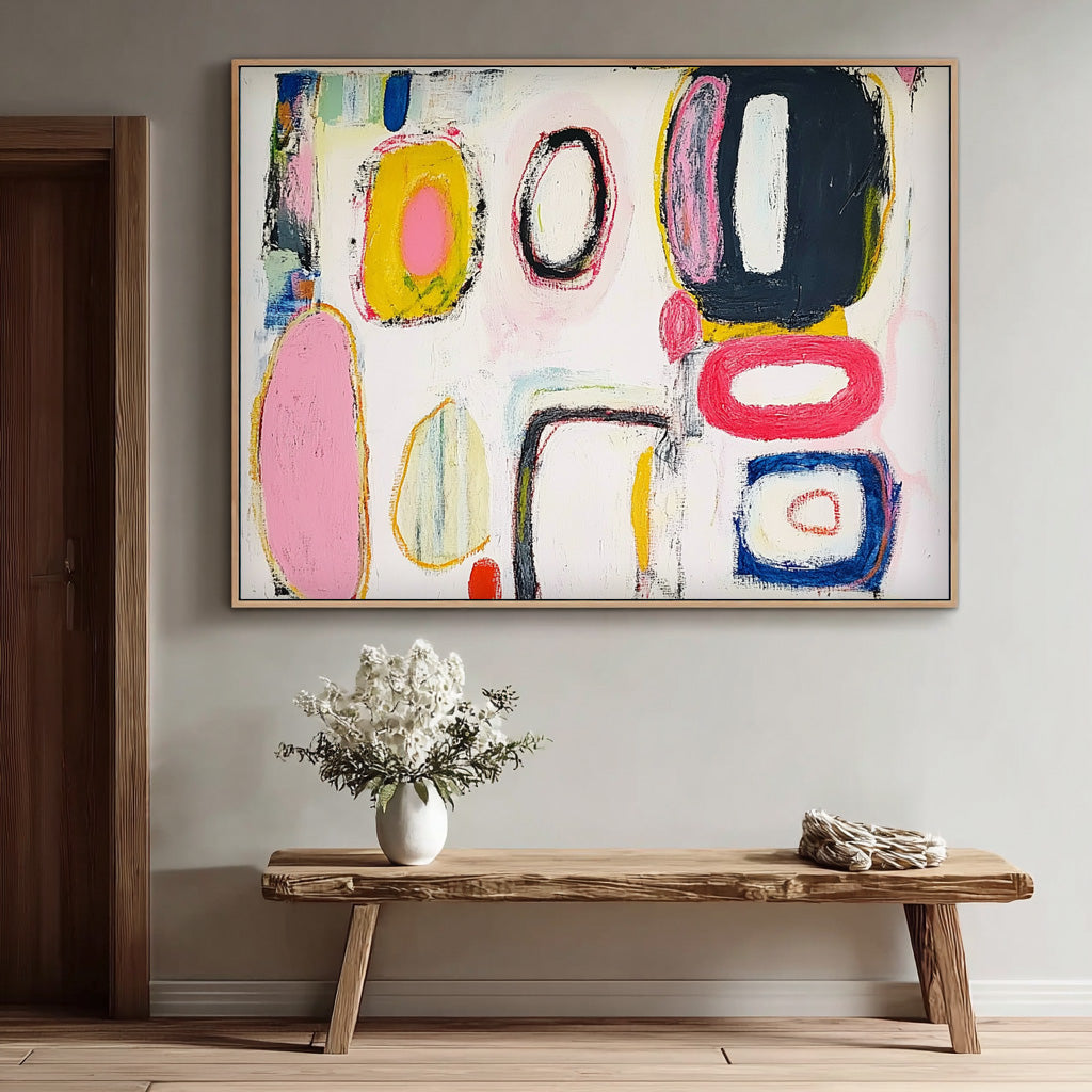 Modern Colorful  Artwork Original Irregular Geometric Circles Wall Art Abstract Graffiti Oil Painting