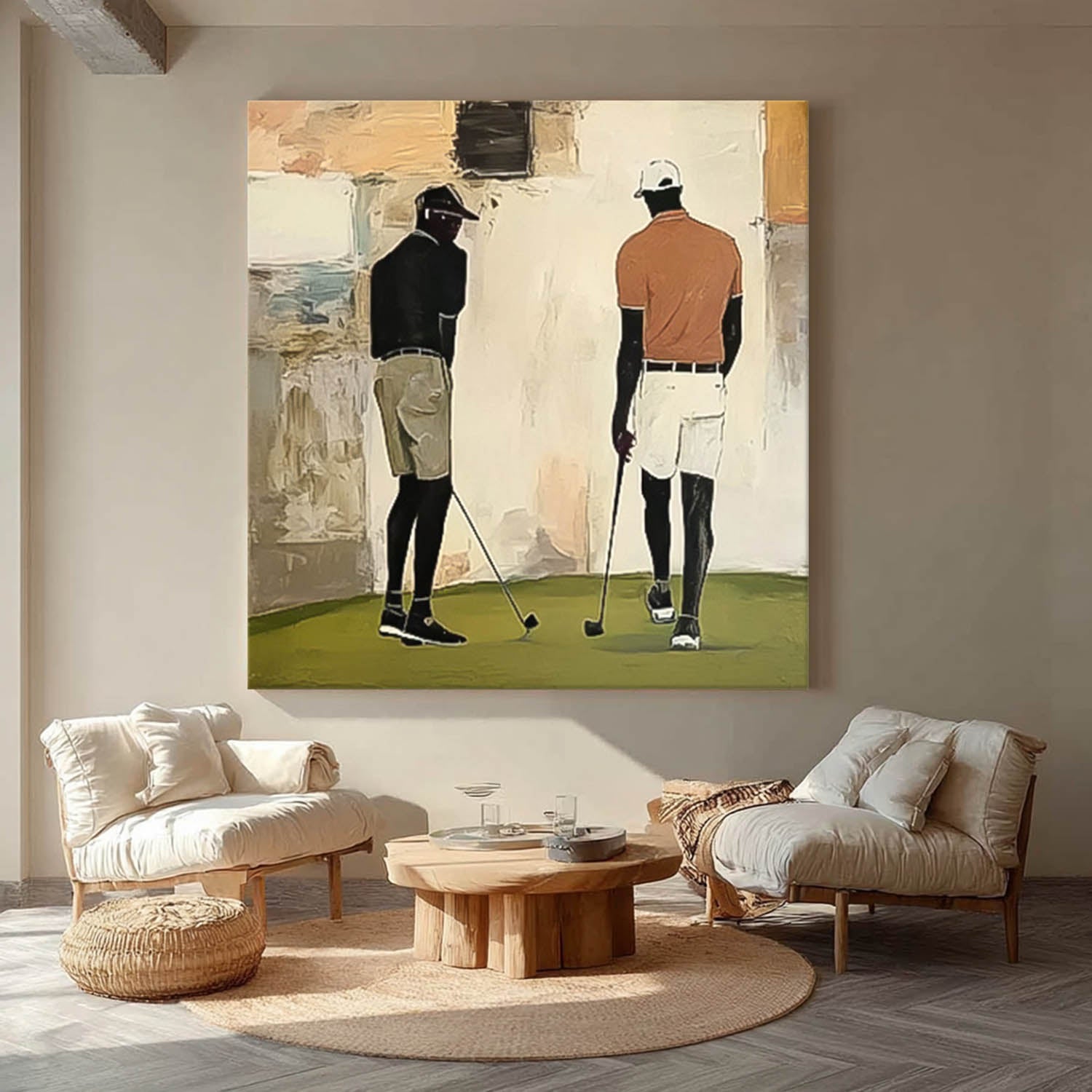 Modern Golf Artwork Unique Art  Square Textured Golf Art Contemporary Sport Decor Golf Lovers Gift