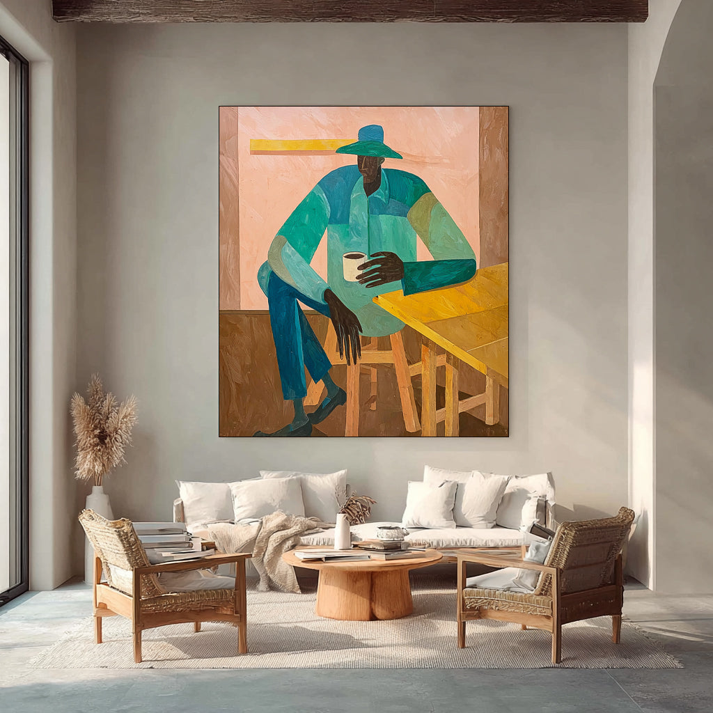 Vintage Figure Oil Painting Large Portrait Wall Art Original Textured People Painting Canvas Home Decor