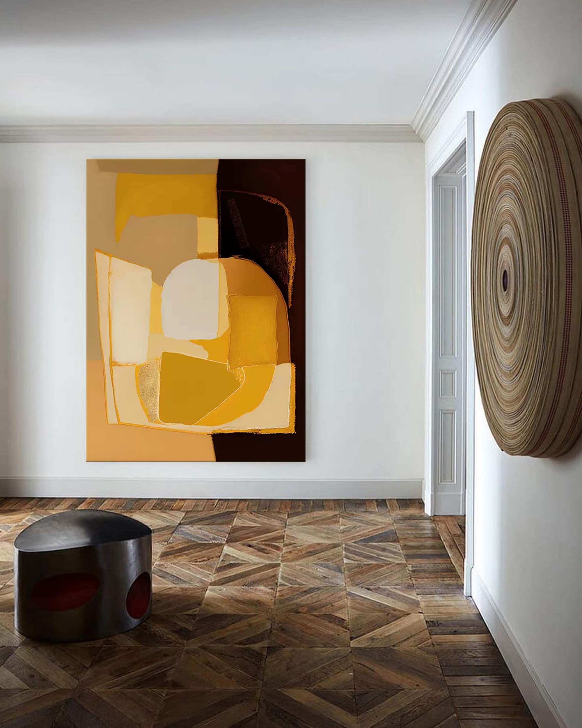 Large Brown And Yellow Original Painting Warm colors Abstract Oil Painting On Canvas Modern Texture Wall Art Home Decor