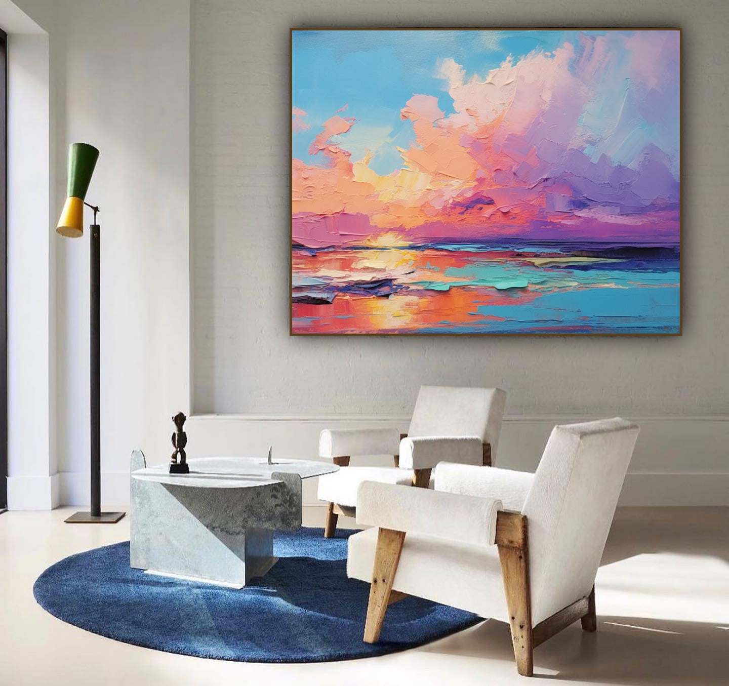 Modern Abstract Landscape Oil Painting On Canvas Bright Landscape Large Original Sunset Wall Art Home Decor