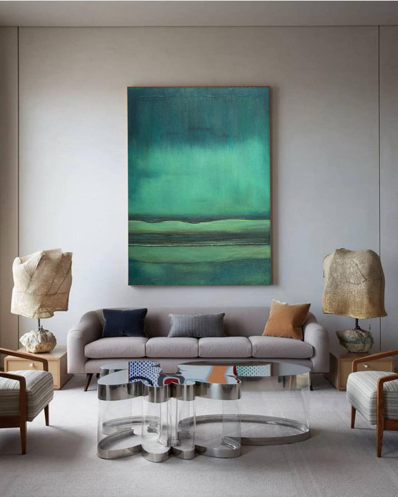 Green Large Abstract acrylic painting Texture Minimalist Oil Painting On Canvas Original Wall Art Home Decor