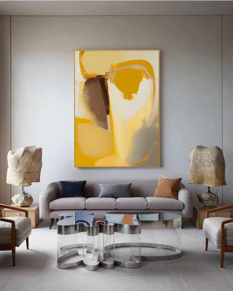 Large Original Painting Warm colors Abstract Oil Painting On Canvas Brown And Yellow Modern Texture Wall Art Home Decor