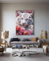 Modern Abstract White Tiger Canvas Oil Painting Original Tiger Canvas Wall Art Texture Modern Animal Oil Painting Home Decor