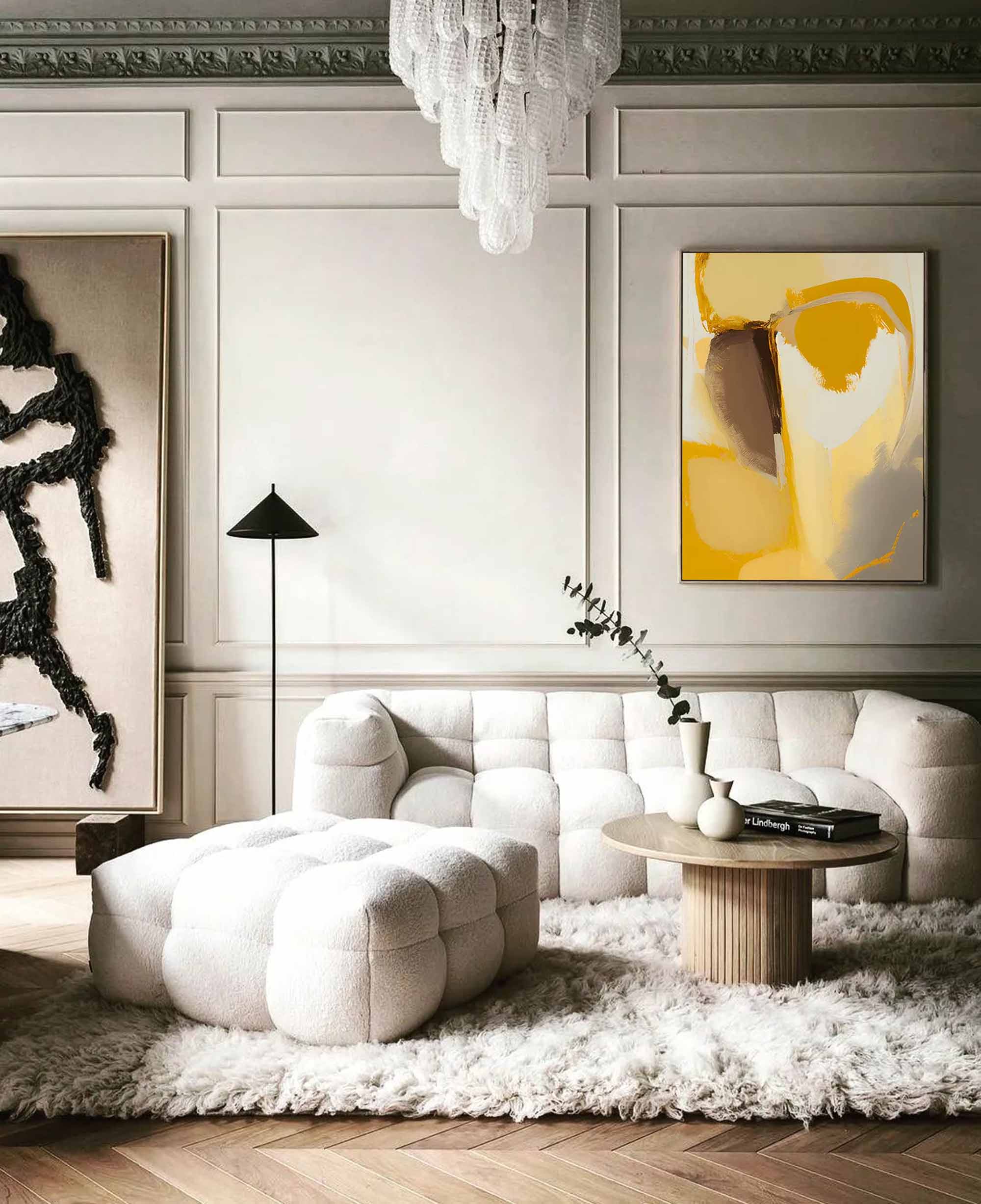 Large Original Painting Warm colors Abstract Oil Painting On Canvas Brown And Yellow Modern Texture Wall Art Home Decor