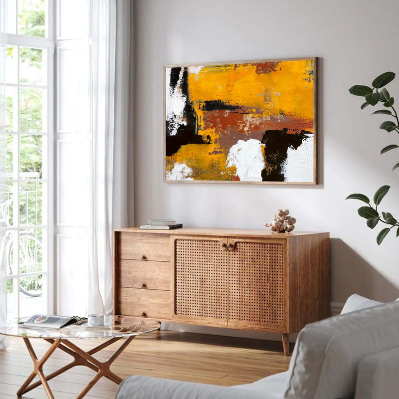 Modern Abstract Canvas Oil Painting Yellow Large Wall Art Original Texture Oil Painting Home Decoration