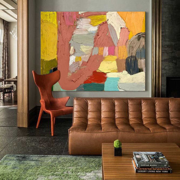 Large Vibrant Colorful Abstract Oil Painting On Canvas Modern Acrylic Painting Original Wall Art Home Decoration