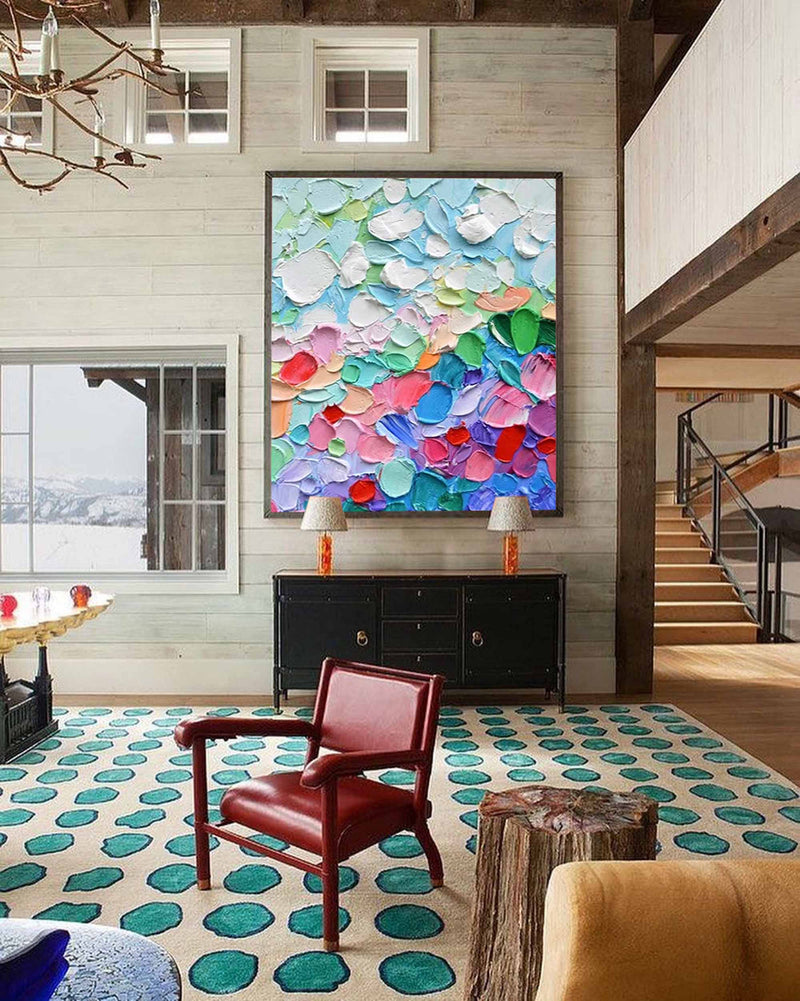 Colorful Abstract Oil Painting On Canvas Large Original Knife Painting Living Room Modern Wall Art Gift