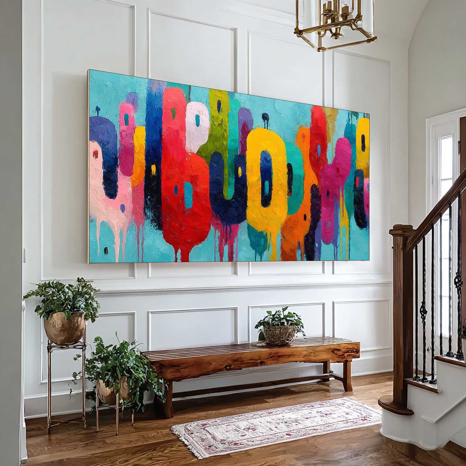 Modern Acrylic Painting Original Graffiti Letters Wall Art Colorful Texture Abstract Oil Painting