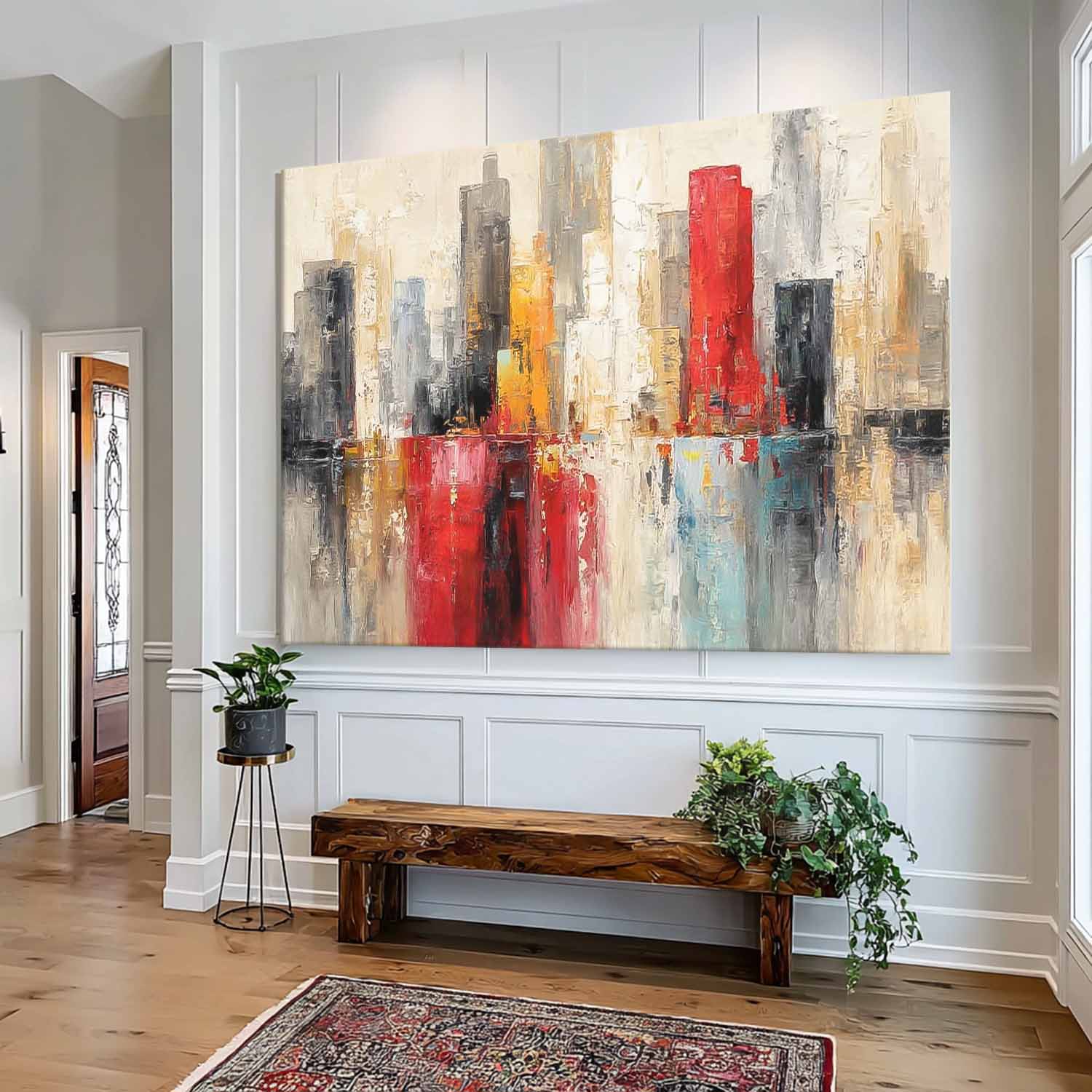 Original City Wall Art Colorful Texture Abstract Oil Painting Big Canvas Artwork Modern Acrylic Painting