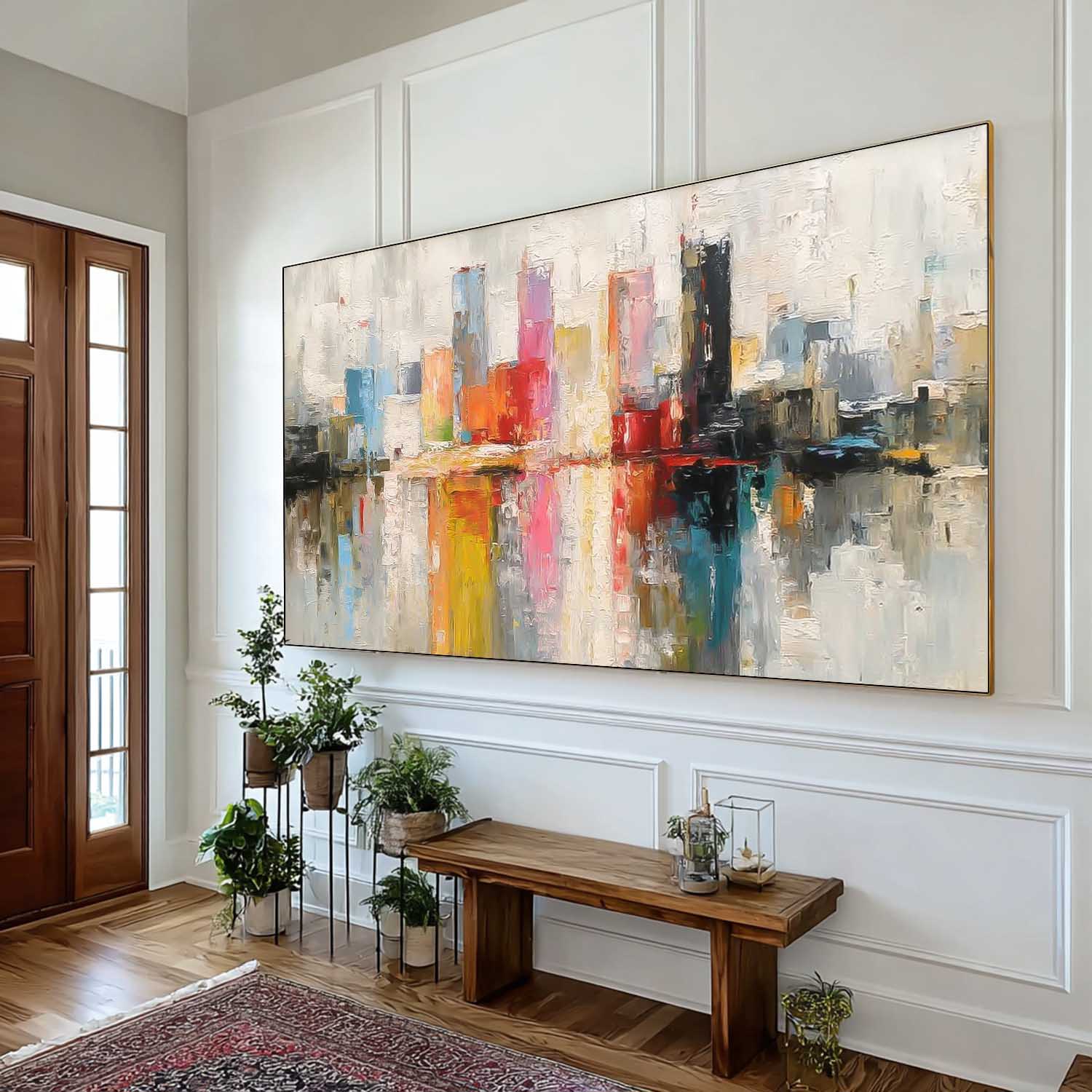 Modern Acrylic Painting Original City Wall Art Colorful Texture Abstract Oil Painting Big Canvas Artwork