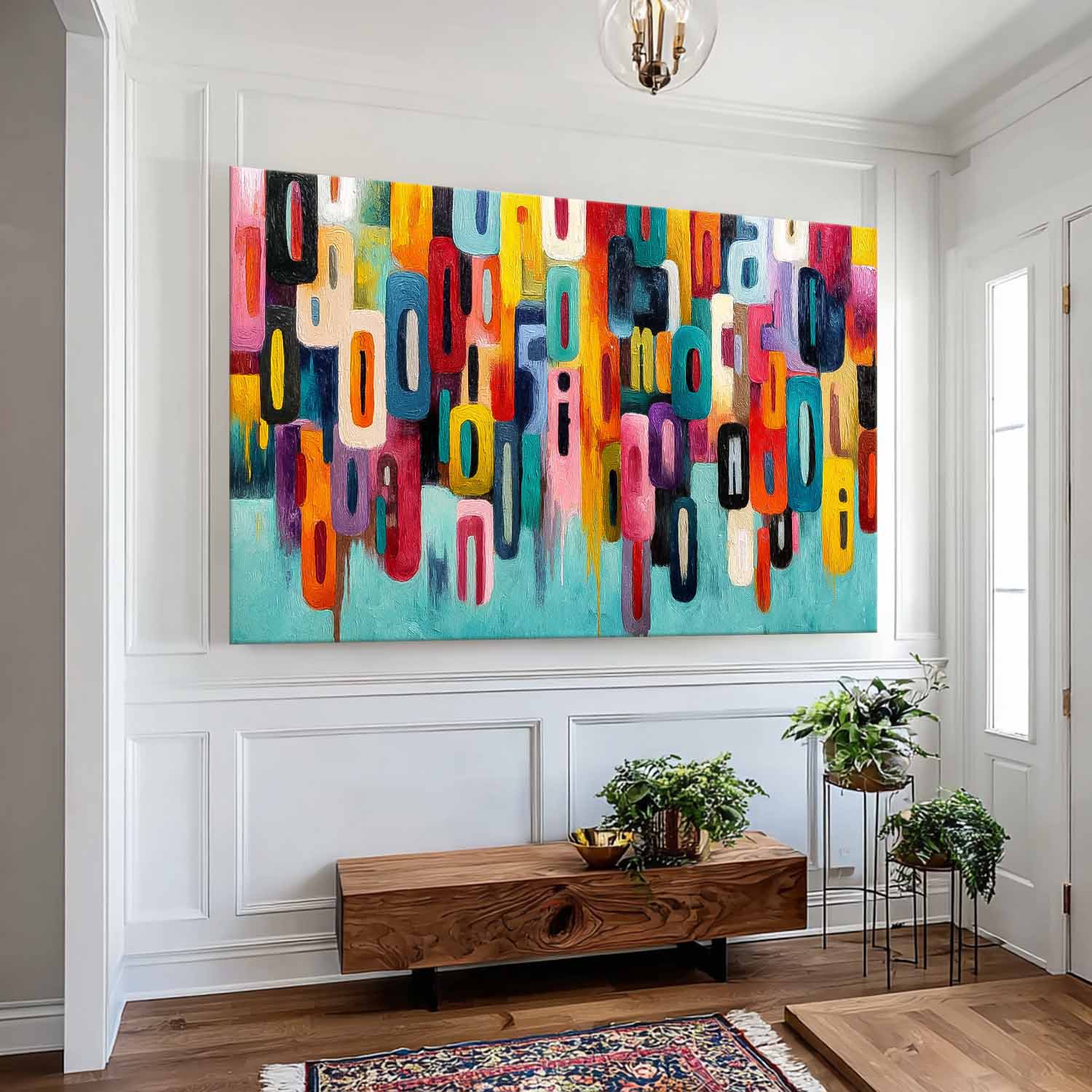 Modern Acrylic Painting Original Graffiti Wall Art Colorful Texture Abstract Oil Painting Home Decor