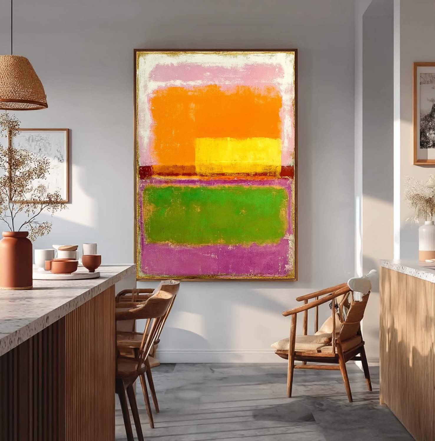 Large Geometry Painting Framed Abstract Multiple Color Splicing Acrylic painting Original Vibrant Wall Art