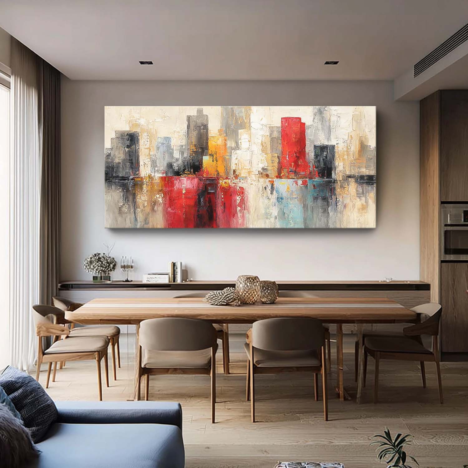 Original City Wall Art Colorful Texture Abstract Oil Painting Big Canvas Artwork Modern Acrylic Painting