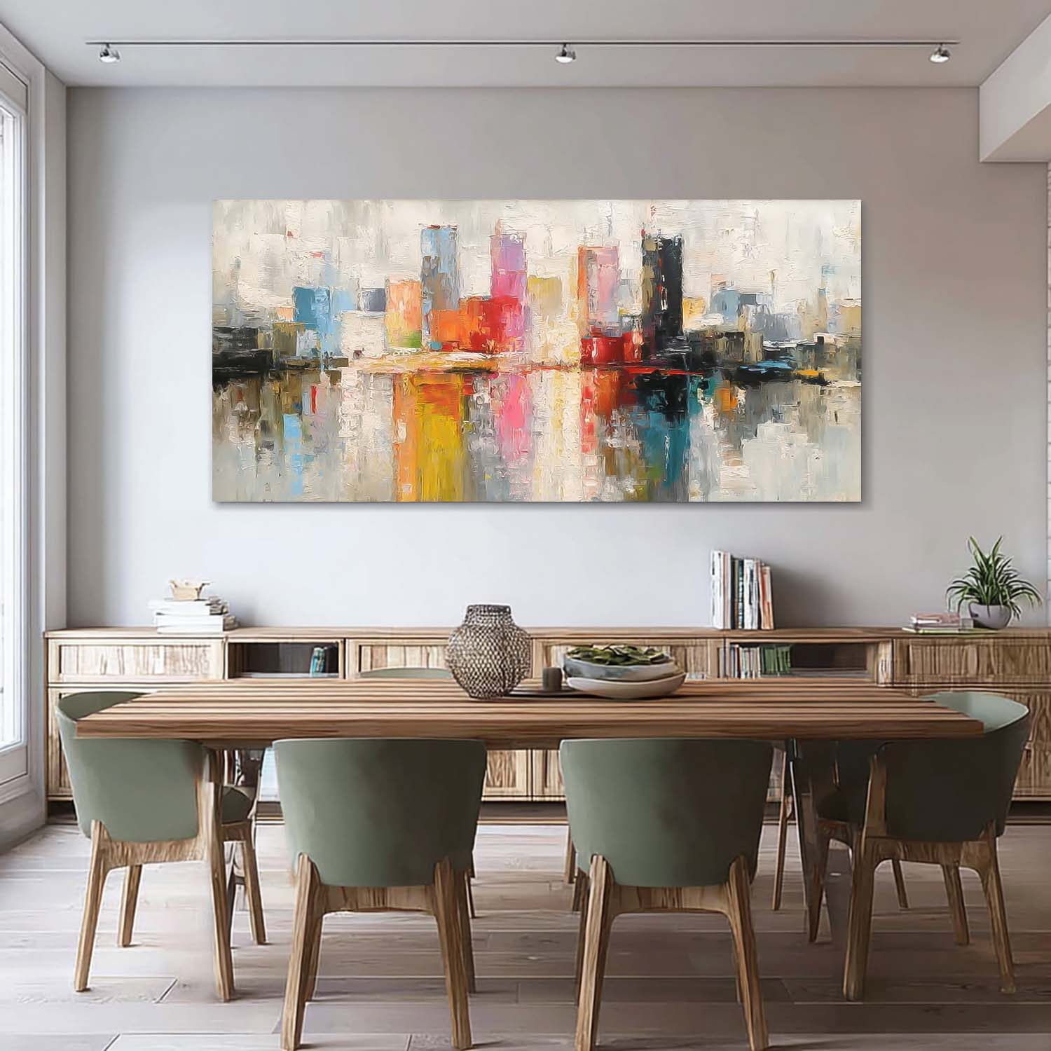 Modern Acrylic Painting Original City Wall Art Colorful Texture Abstract Oil Painting Big Canvas Artwork