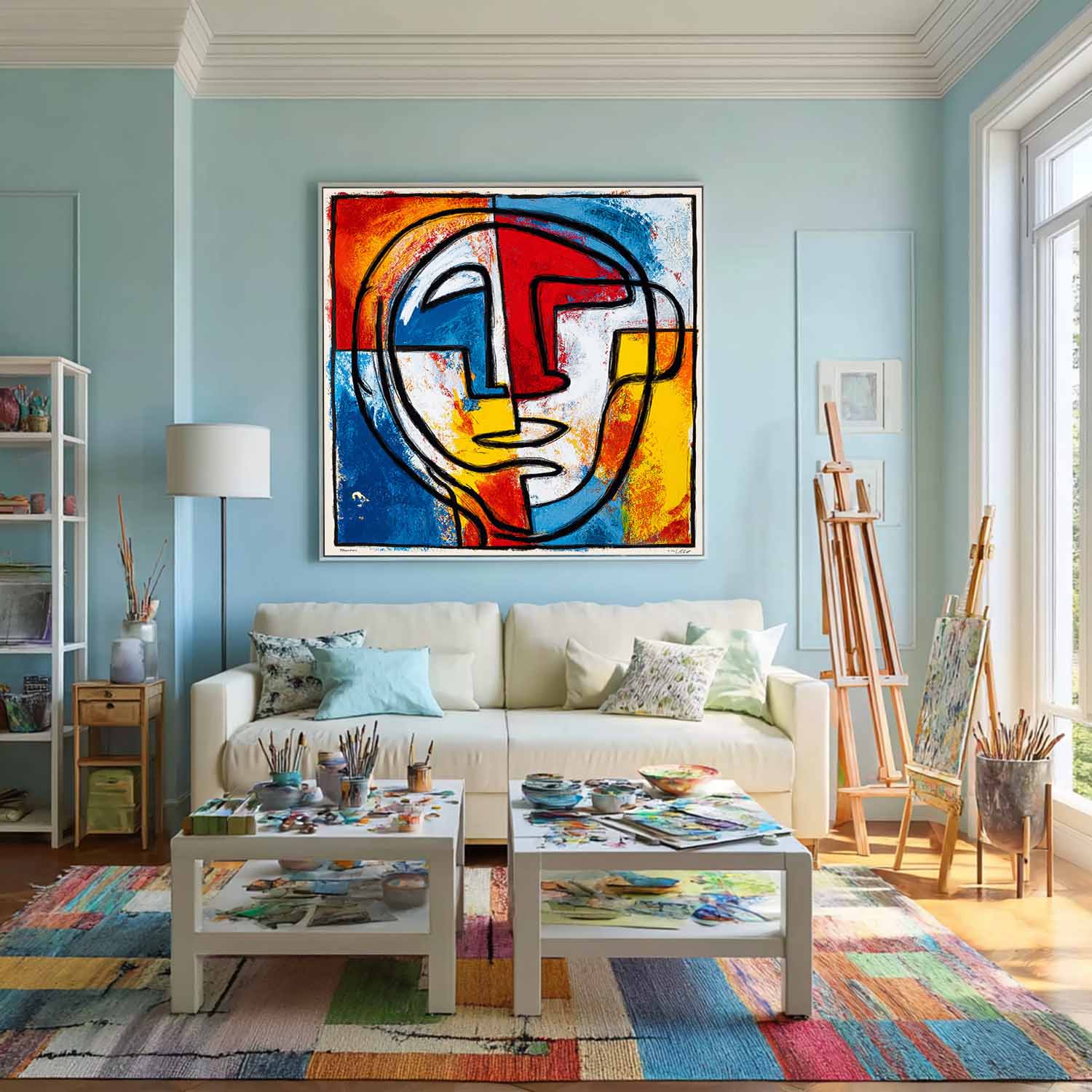 Large Graffiti Face Wall Art Abstract Portrait Oil Painting On Canvas Original Colorful Face Painting
