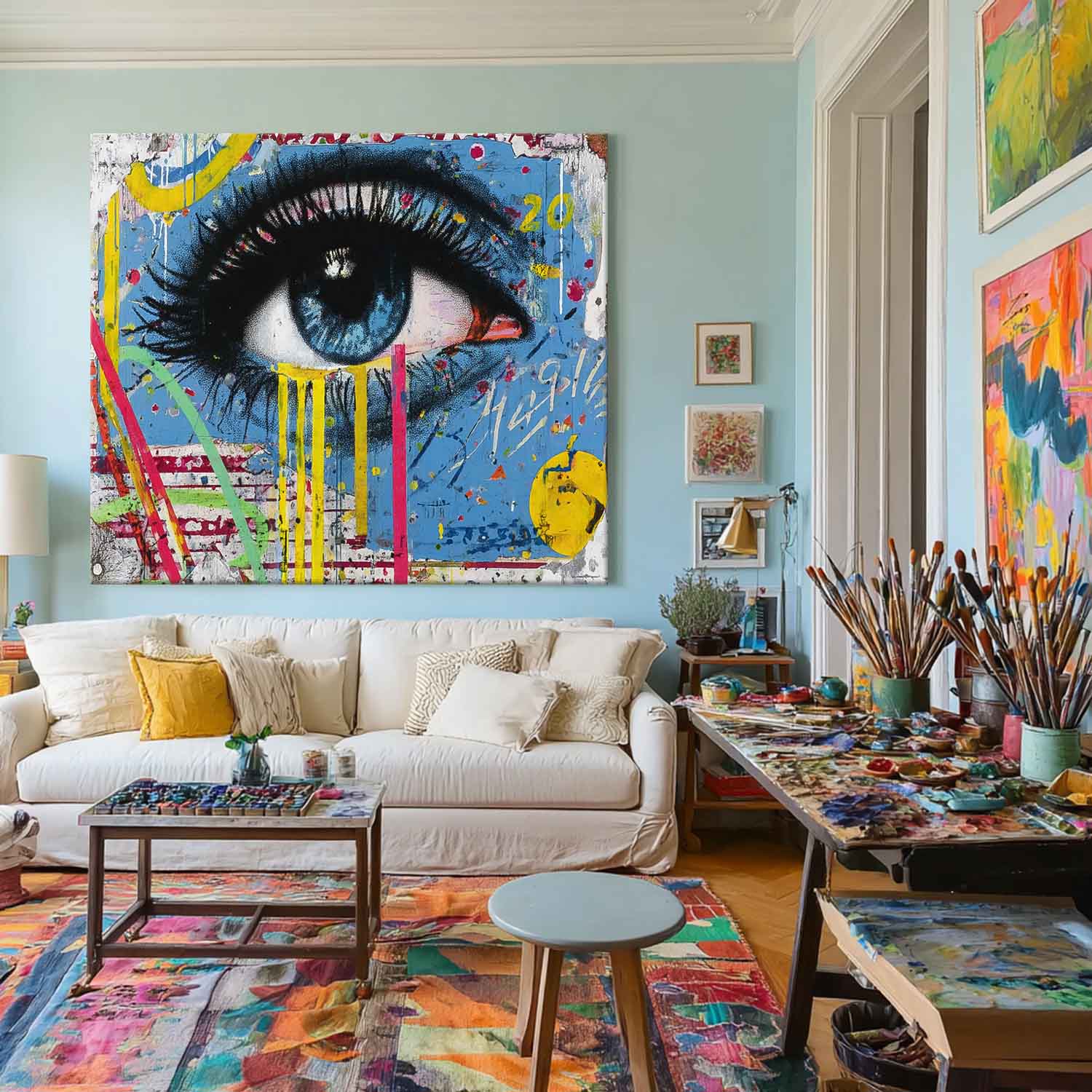Abstract Eye Oil Painting Modern Colorful Artwork Texture Acrylic painting Original Wall Art Home Decor