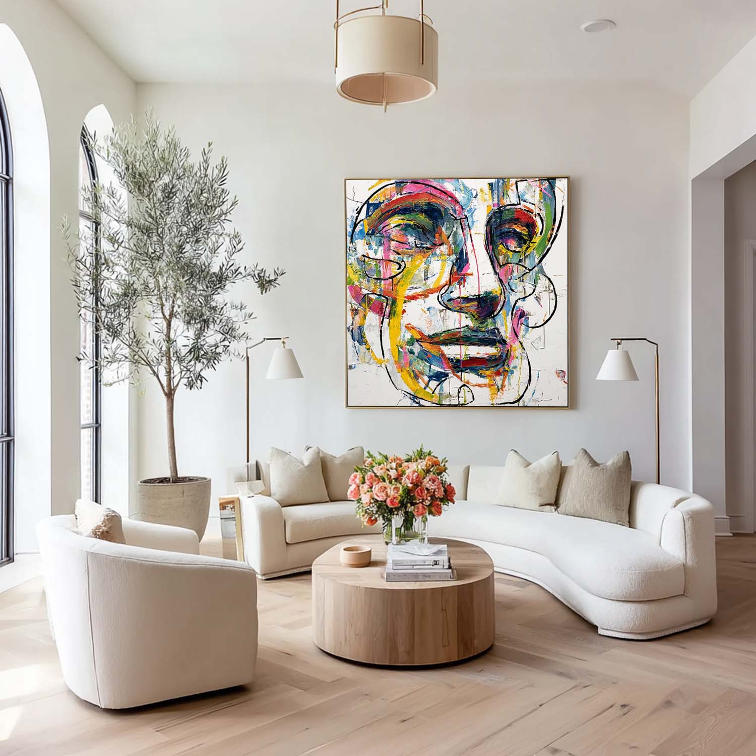 Abstract Side Face Oil Painting Canvas Large People Wall Art Color Original Facial Features Artwork
