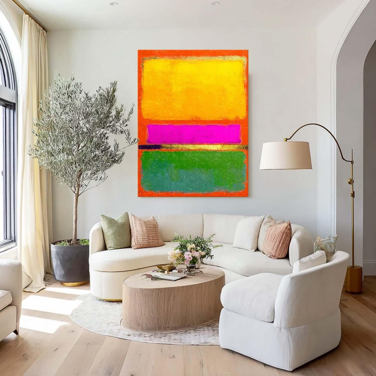 Abstract Multiple Color Splicing Acrylic painting Large Geometry Painting Framed Original Vibrant Wall Art