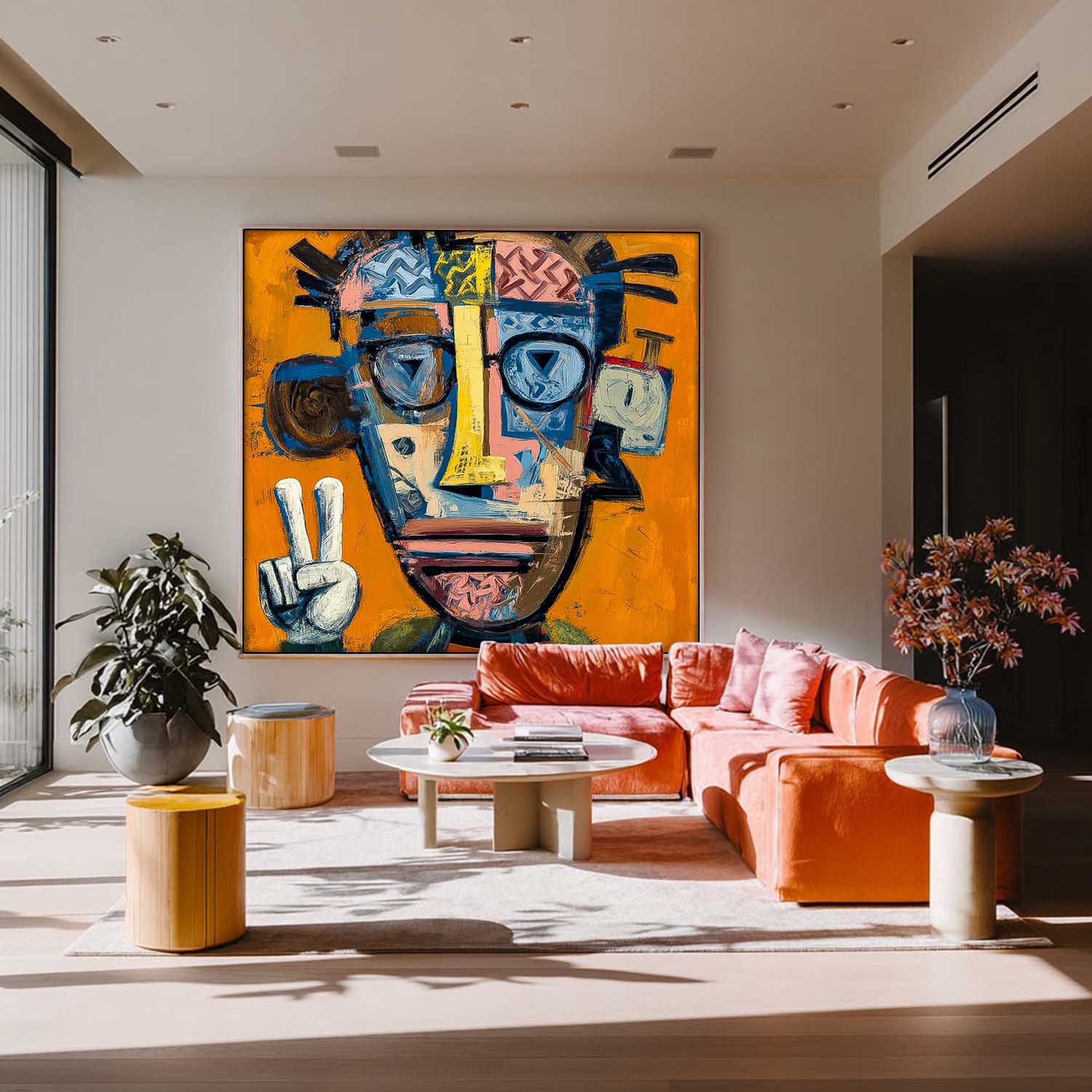 Large People Wall Art Abstract Portrait Oil Painting On Canvas Original Lovely Boy Painting For Living Room