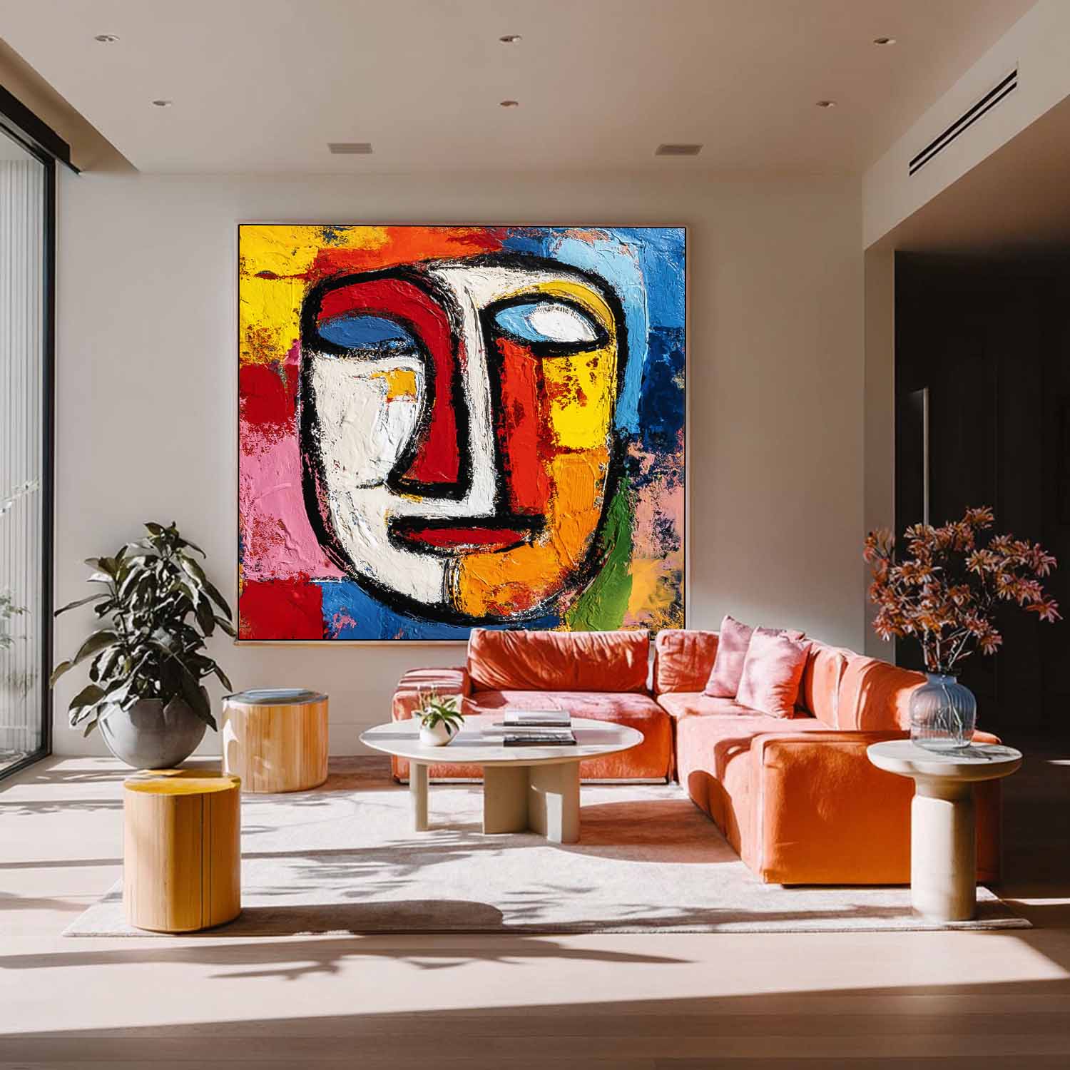 Large People Wall Art Abstract Portrait Oil Painting On Canvas Original Colorful Face Painting