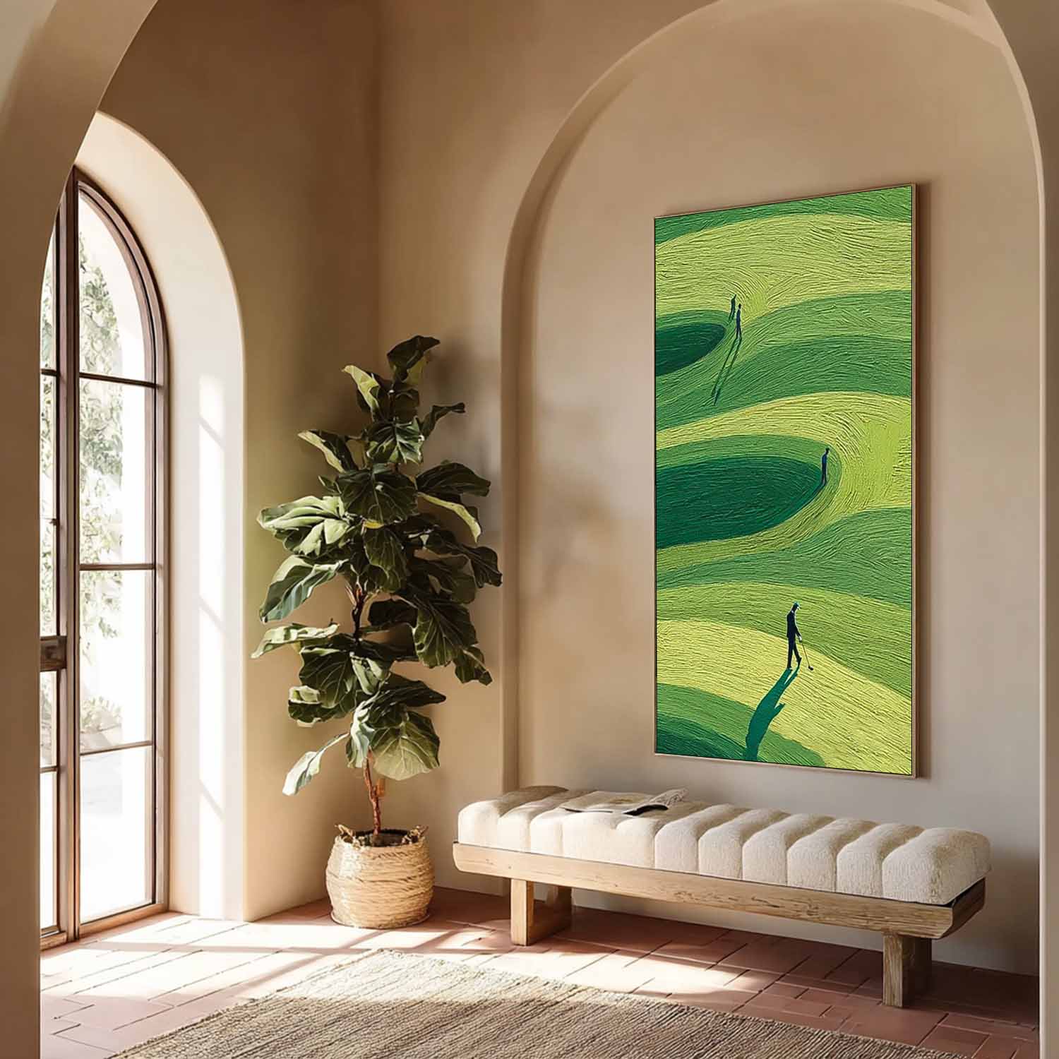 Large Golf Course Green Abstract Painting Textured Wall Art Original Handmade Art Golf Lovers Gifts 