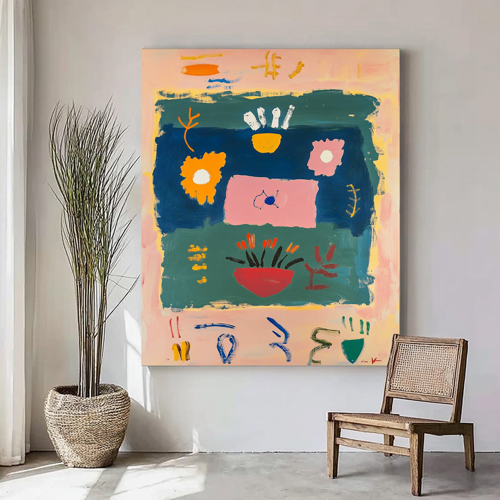 Abstract Large Wall Art Original Graffiti Symbol Eements Color Painting Texture Acrylic painting Fashion Art