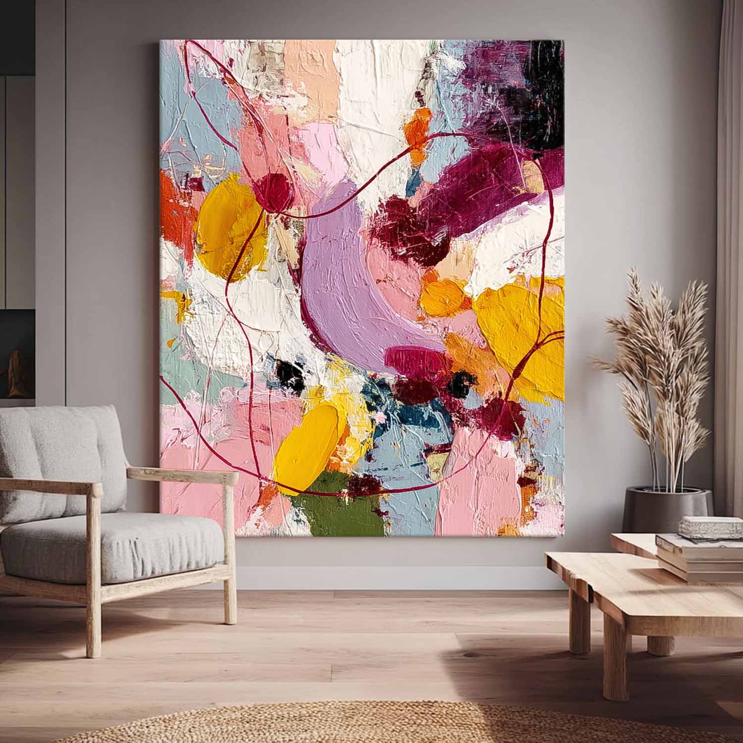Original Scraper Oil Painting Color Texture Acrylic painting Abstract Large Graffiti Wall Art Fashion Art