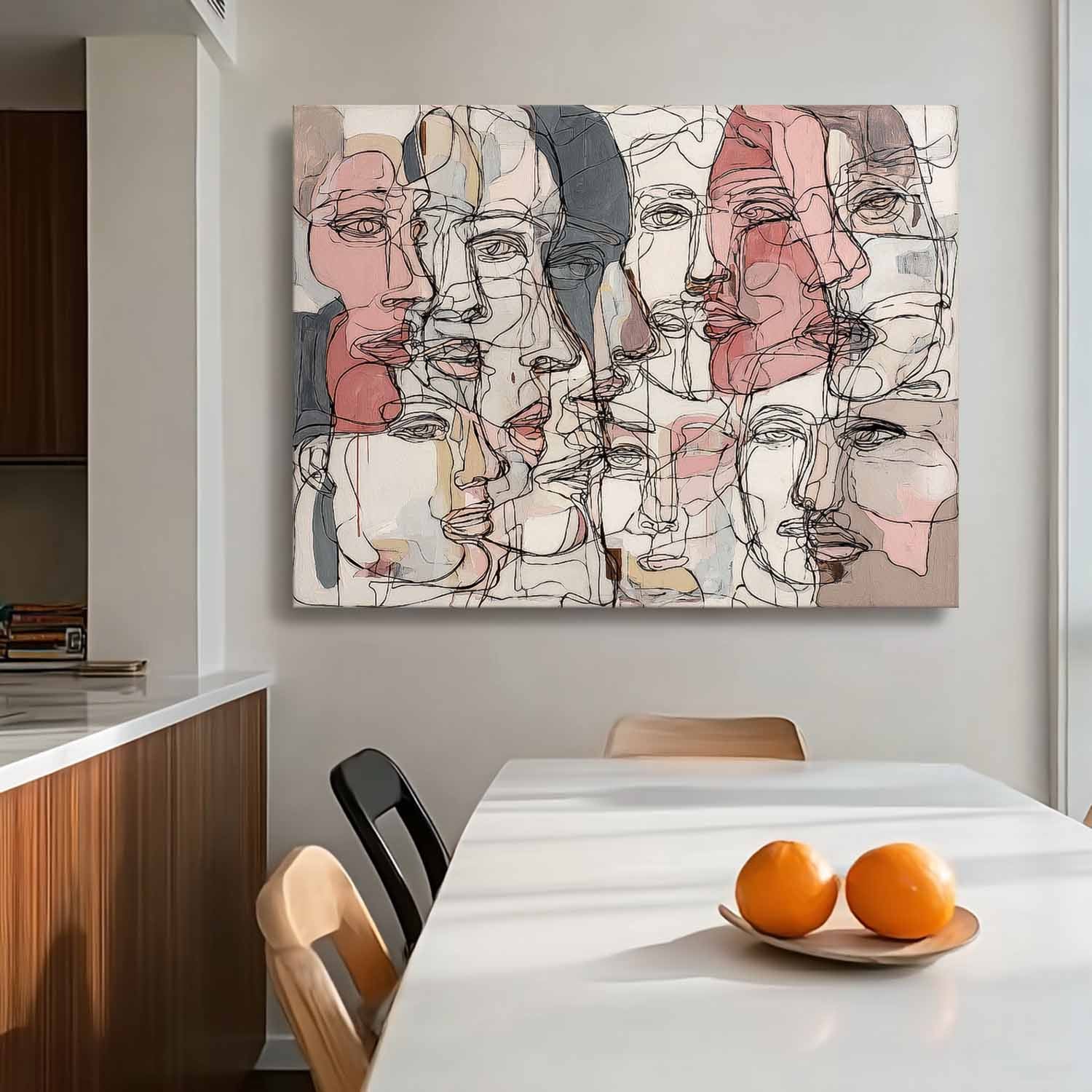 Graffiti Artwork Framed  Abstract Line Face Painting Canvas Original Minimalism Modern Style Wall Art