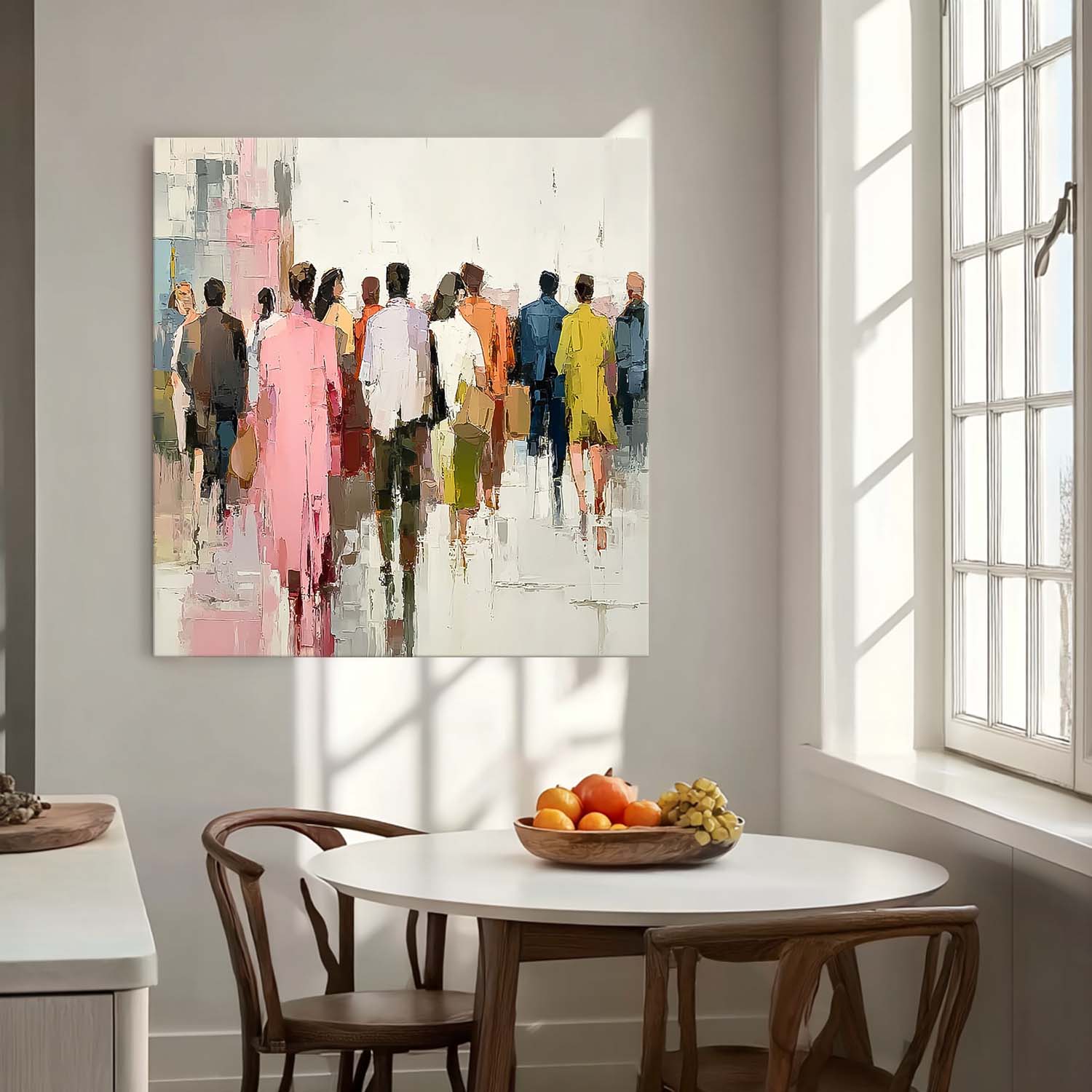 Abstract Figure Painting Canvas Large Multi-person Street Wall Art Original Passerby Features Artwork