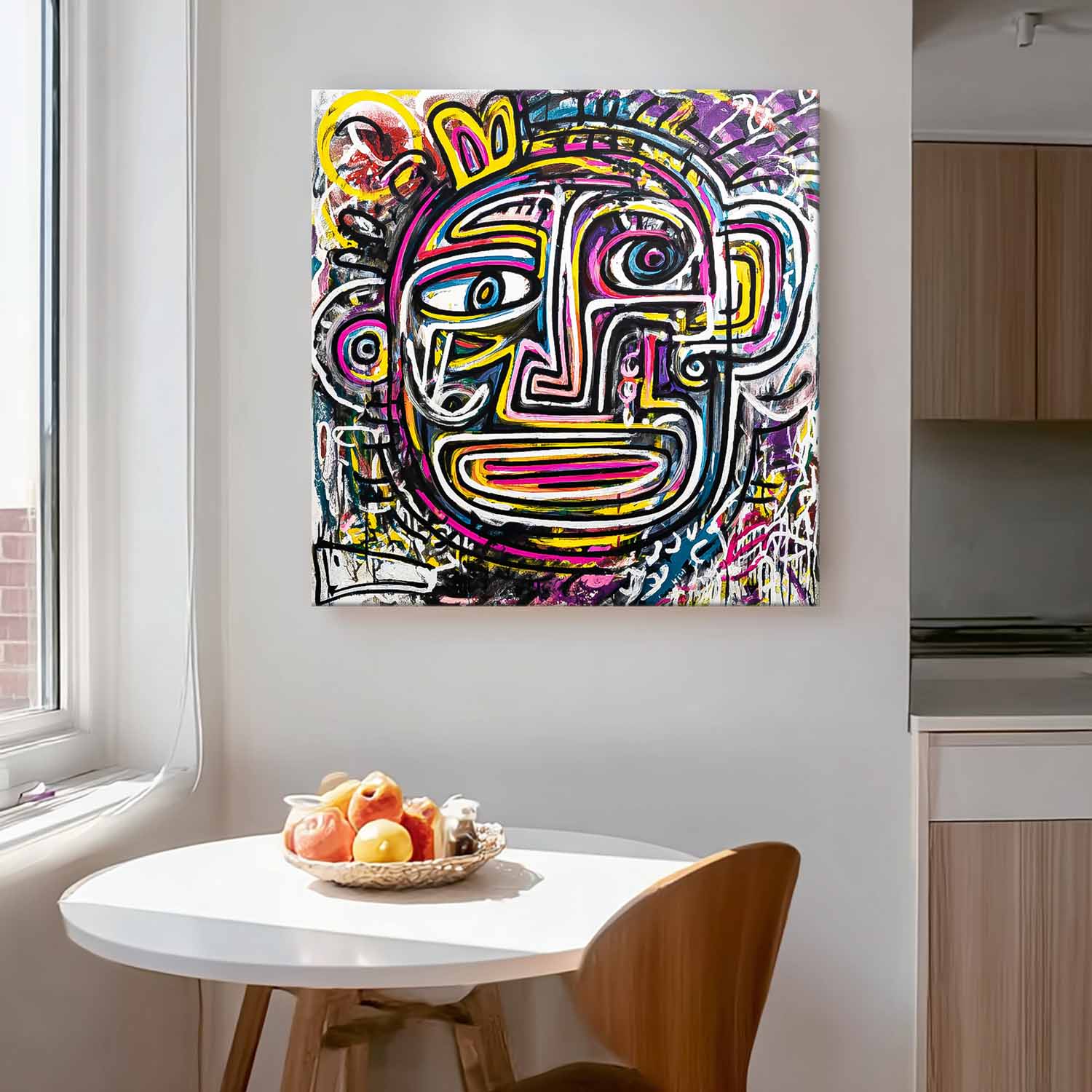 Large Graffiti Line Face Wall Art Original Colorful Face Painting Abstract Portrait Oil Painting On Canvas