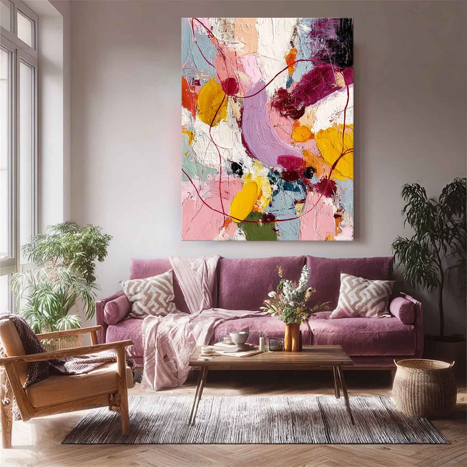 Original Scraper Oil Painting Color Texture Acrylic painting Abstract Large Graffiti Wall Art Fashion Art