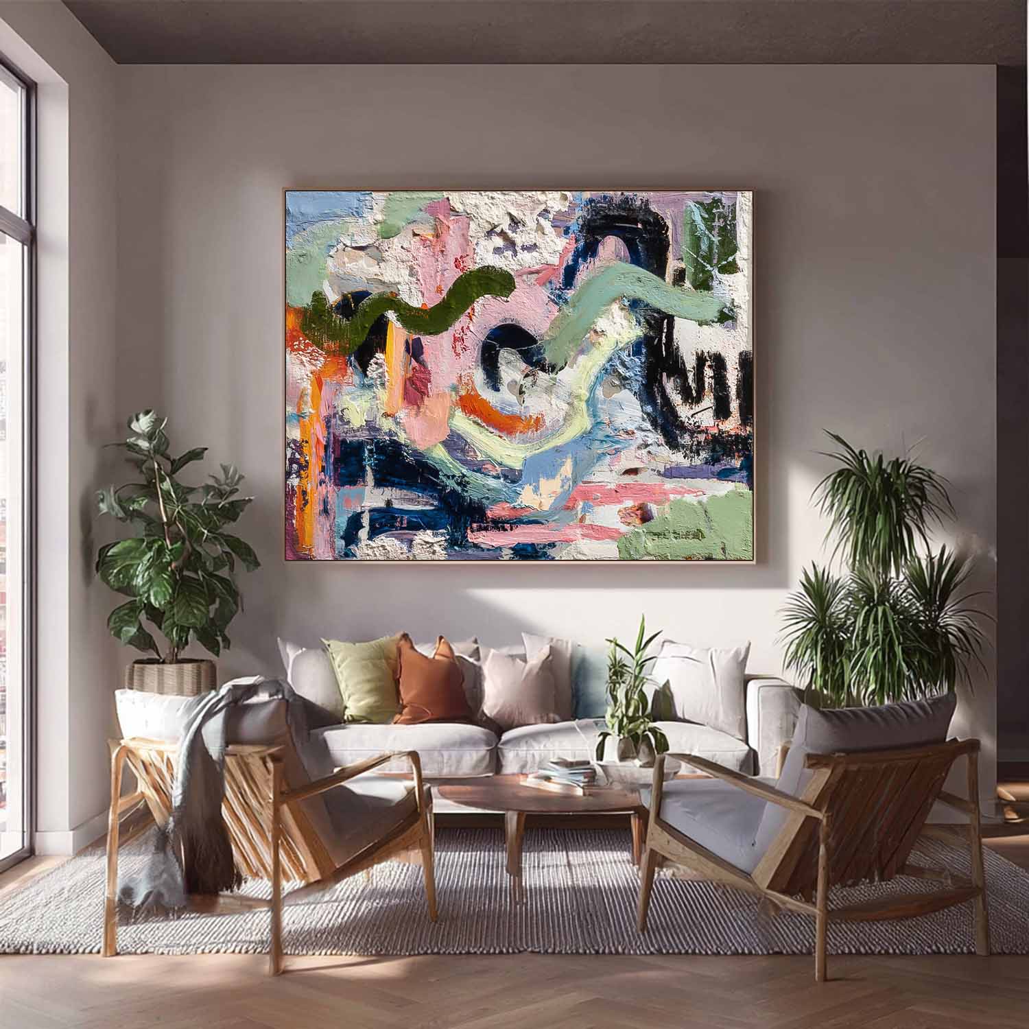 Colorful Irregular Graffiti Artwork Abstract Oil Painting Texture Acrylic painting Original Wall Art