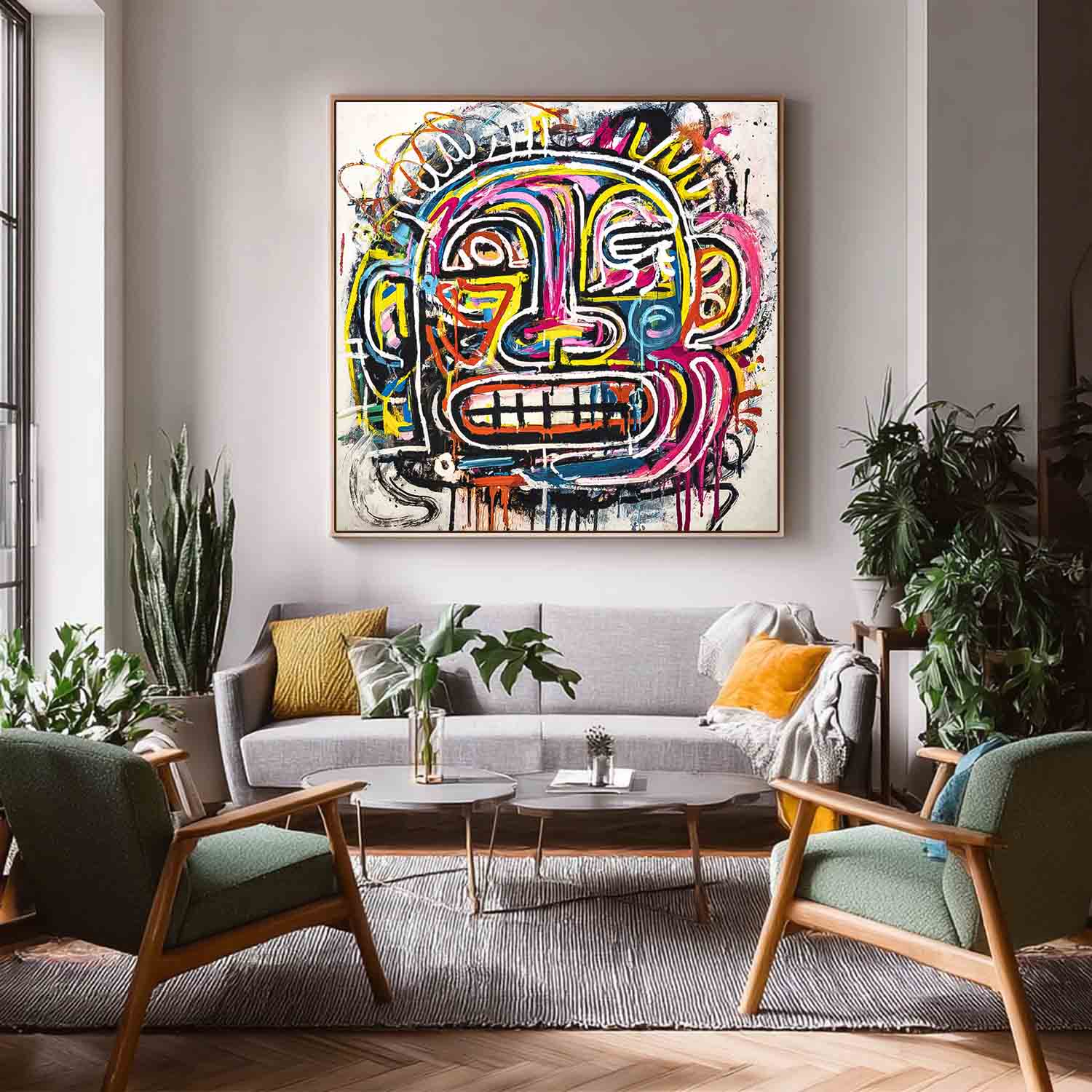 Original Colorful Face Painting Large Graffiti Face Wall Art Abstract Portrait Oil Painting On Canvas