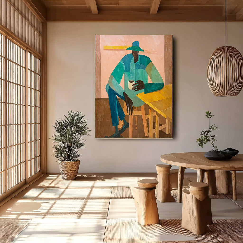 Vintage Figure Oil Painting Large Portrait Wall Art Original Textured People Painting Canvas Home Decor