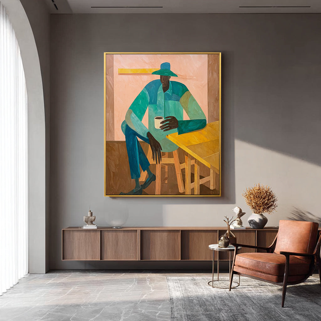 Vintage Figure Oil Painting Large Portrait Wall Art Original Textured People Painting Canvas Home Decor