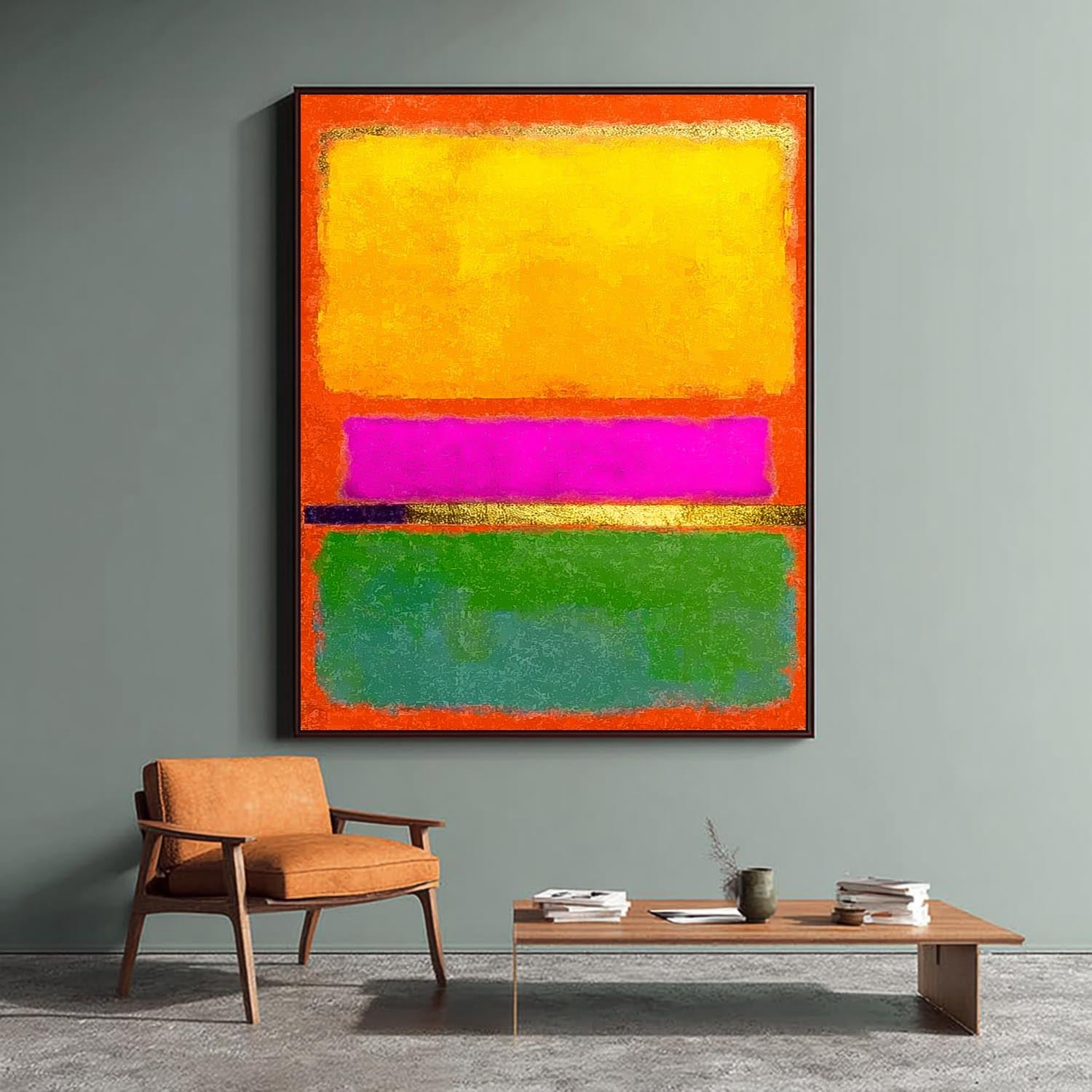 Abstract Multiple Color Splicing Acrylic painting Large Geometry Painting Framed Original Vibrant Wall Art